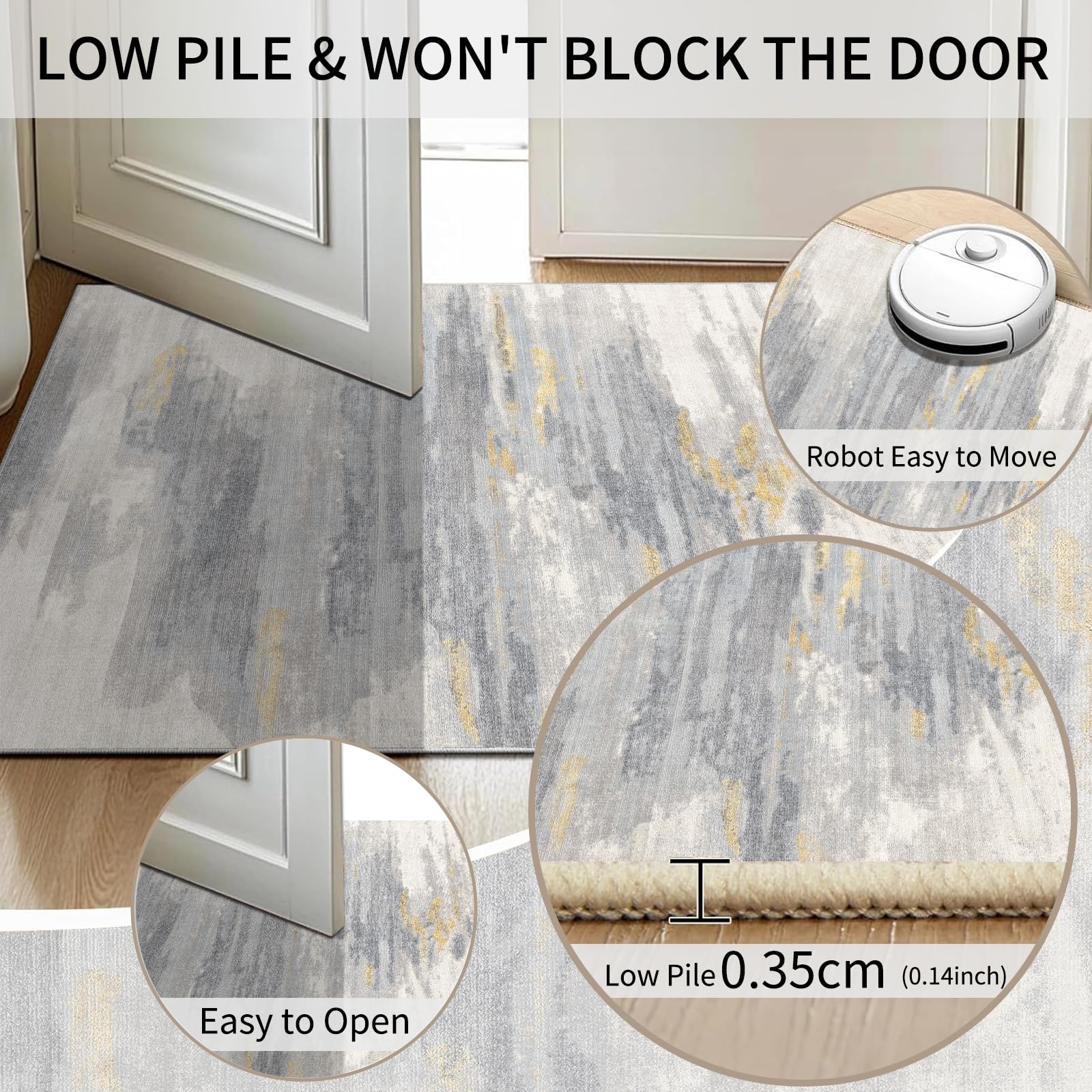 Cycleader 60x180cm Non-Slip Washable Runner Rug for Hallway Bedroom Modern Abstract Faux Cashmere Carpet Anti-Fatigue Kitchen Rugs Indoor Soft Long Floor Mat Low Pile Runners with Anti-Slip Backing - Image 4