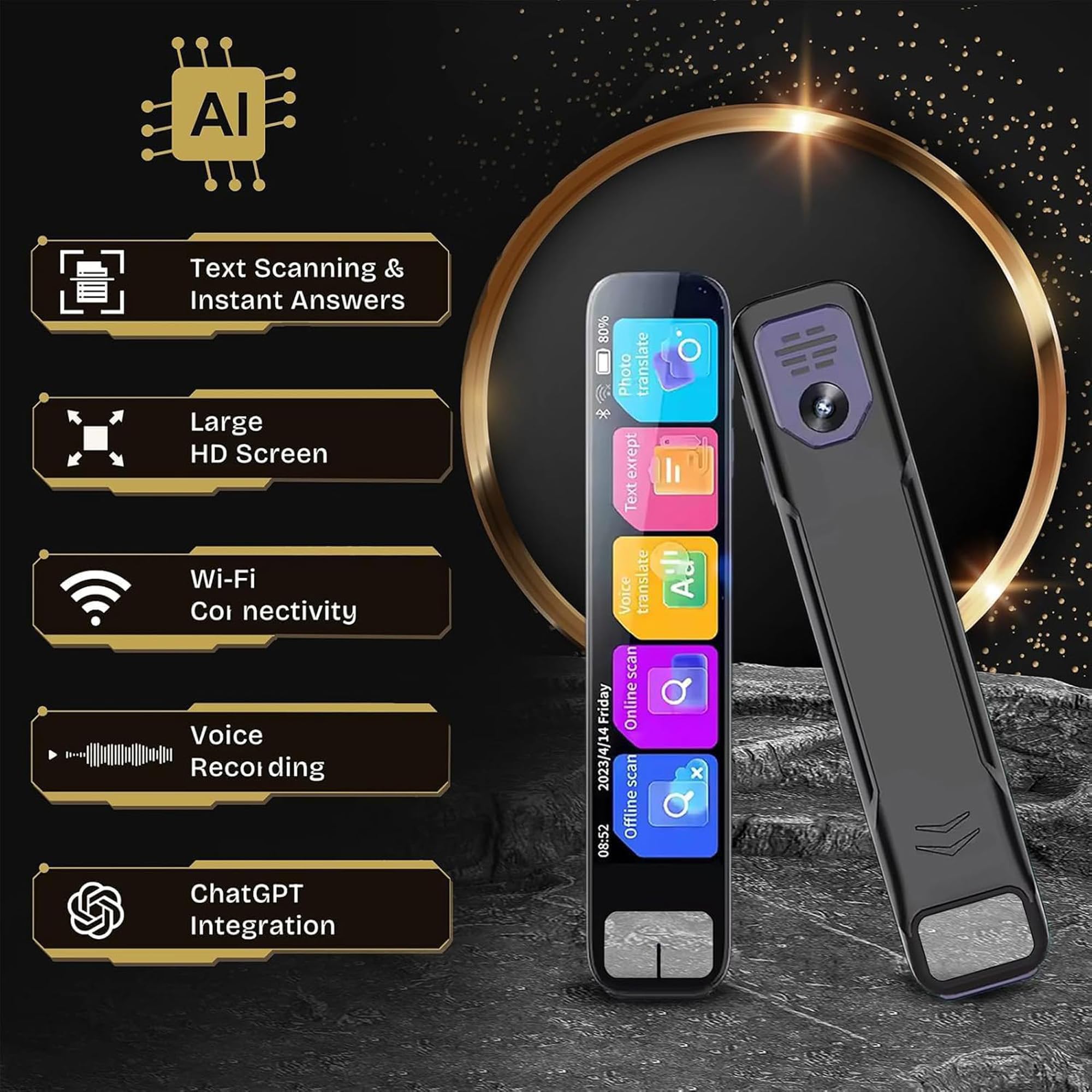 Pen GPT - PenGpt, Chatgpt AI Pen with HD Touchscreen, Instant AI Answers 99% Accuracy, 0.5s Fast Identification, Offline Translation (150+ Languages) (White)