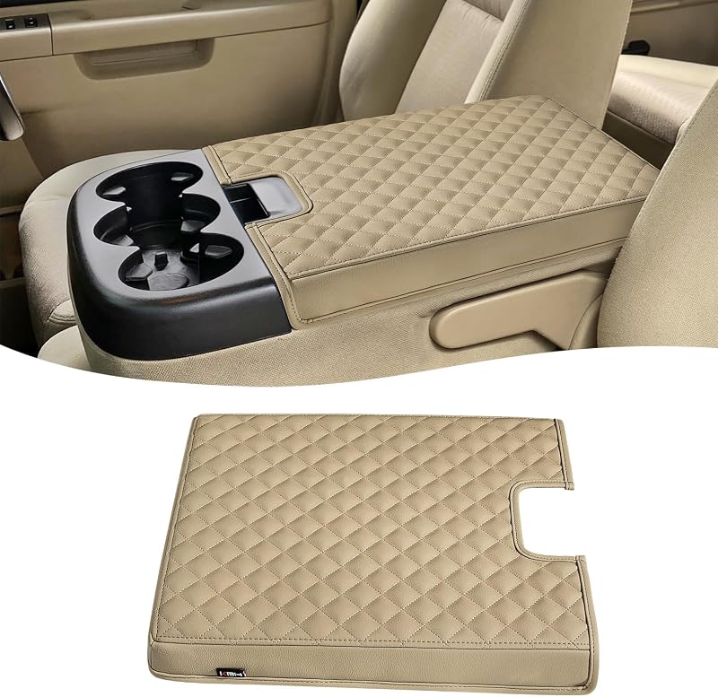 Capa para apoio de braço do console central KBH bege para Chevrolet Silverado, Tahoe, Suburban, GMC Sierra e Yukon 2007–2013 – 1 unidade