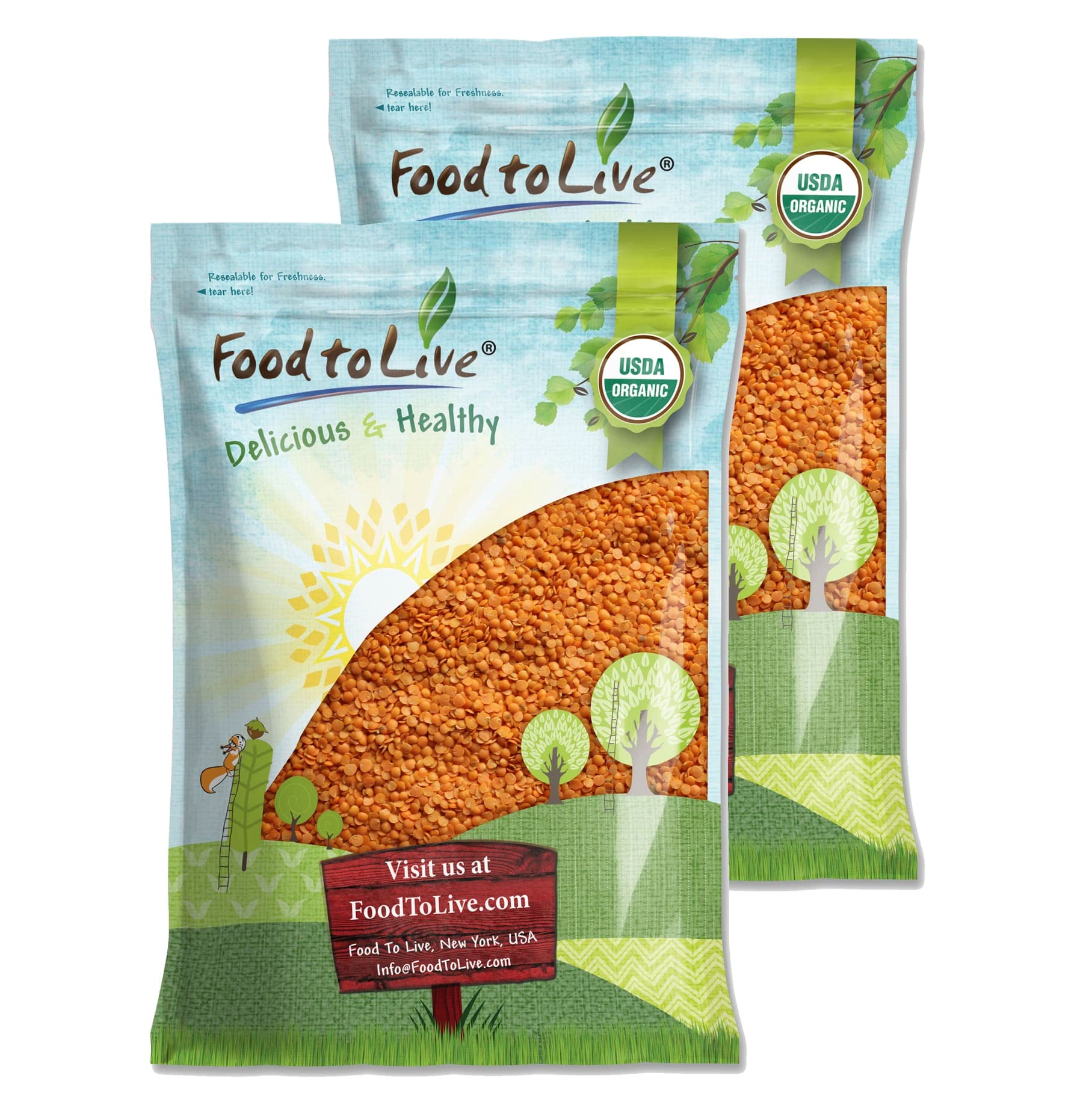 Food to Live Organic Red Split Lentils, 25 Pounds – Non-GMO Masoor Dal, Dried, Vegan, Kosher, Bulk, No Soaking Required, Perfect for Soups, Dal and