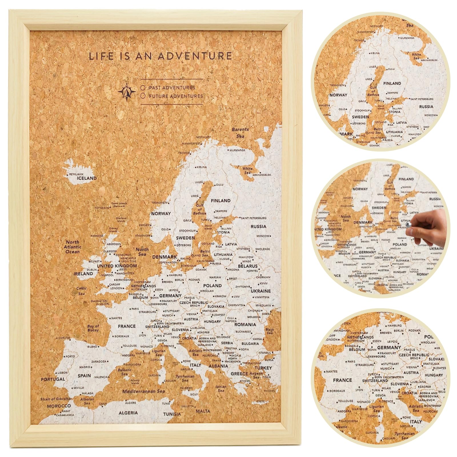 Splosh Carte Du Monde Splosh Carte De Voyage - Carte De L'Europe Avec 100 épingles En 2 Couleurs Pour Marquer Splosh Bruxelles