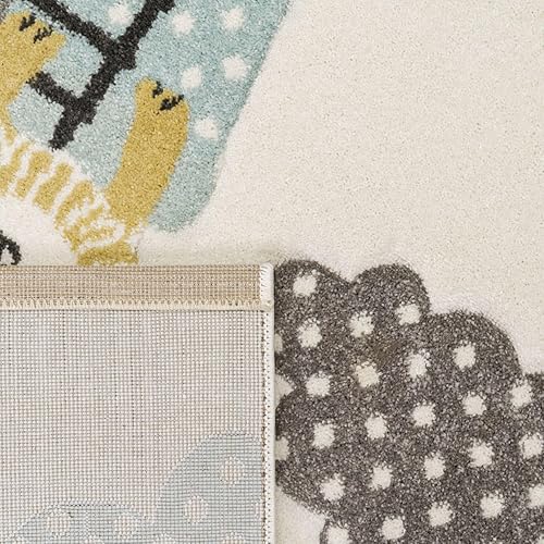 Vista 36 de Paco Home Alfombra infantil Animales Coloridos Jirafa León Mono en Beige, Tamaño: 4'4" Cuadrado Color múltiple