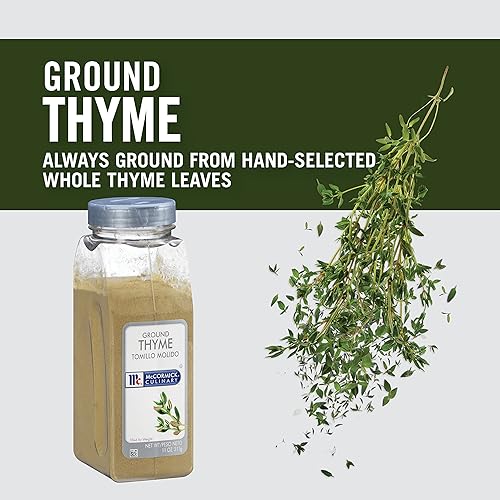 Vista 7 de McCormick Culinary Tomillo molido, 11 onzas, un recipiente de 11 onzas de condimento de tomillo molido, mejor con sopa y sopas, carne, mariscos