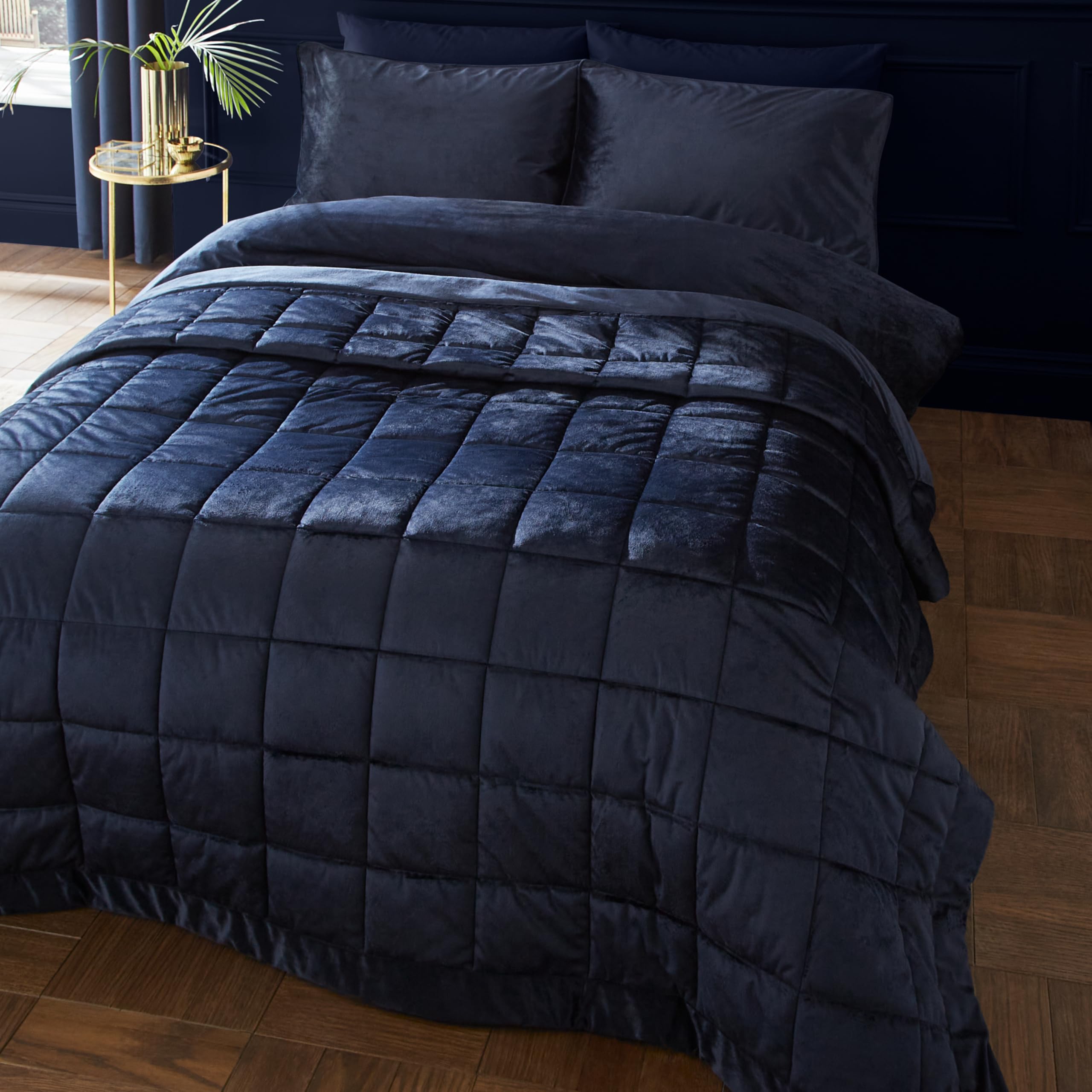 Catherine Lansfield Navy Kingsley Bedspread 220X220