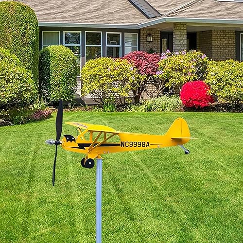 Miniatura 6 de Generic Veleta flotante de avión Piper J3 Cub hecha a mano (1 unidad), veleta de avión, decoraciones de jardín geniales para hacer que tu jardín