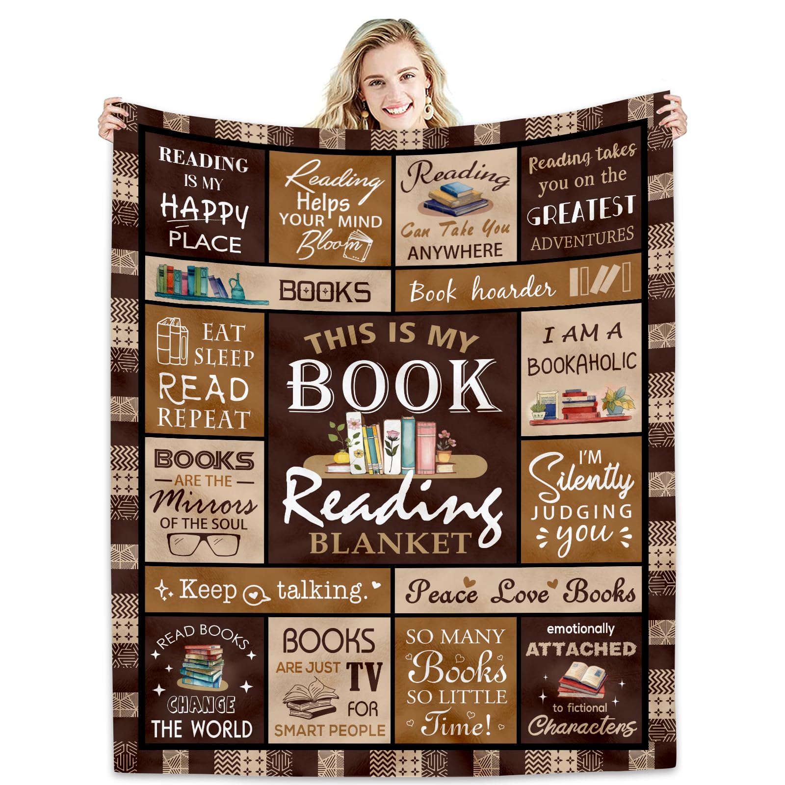 fifbird Flannel Fleece Blanket Book Lovers Gift - Best Gifts for Readers - Librarian Book Club for Bookworms - Book Accessories and Stuff - Bookish Literary Present I Blankets