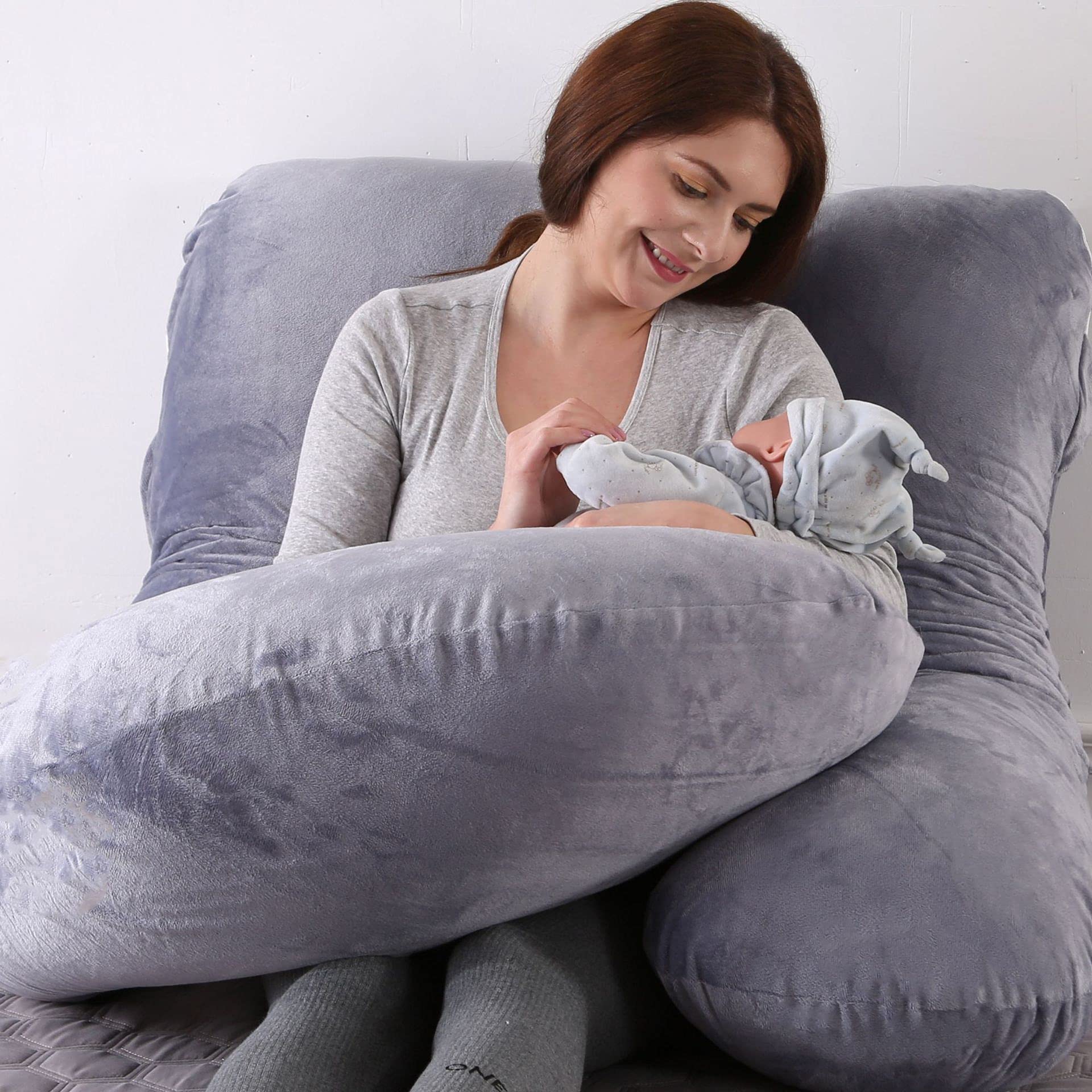 Almohada de Maternidad con Forma de U Embarazo para Dormir, Almohada de Cuerpo, Almohada de Cuerpo Completo, Soporte Abdominal Trasero y de Cadera, Almohada de Maternidad Suave y cómoda