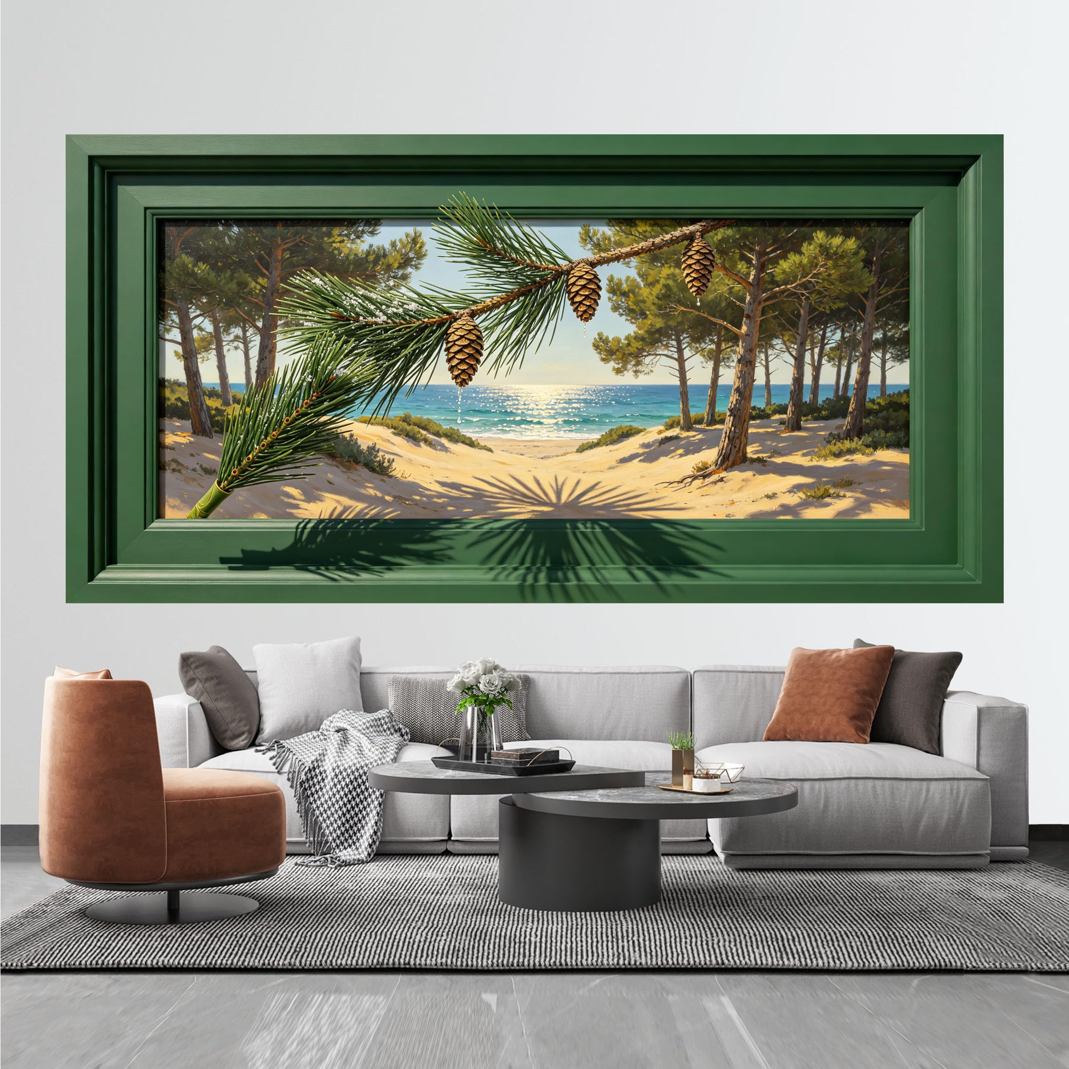 QZLITHOTIC 50x100CM 3D Framed Wall Art， Wheat and Rose Botanical Countryside Landscape SelfAdhesive Mural， WaterActivated Peel & Stick Fabric Decor Wall Decal for Bedroom Living Room