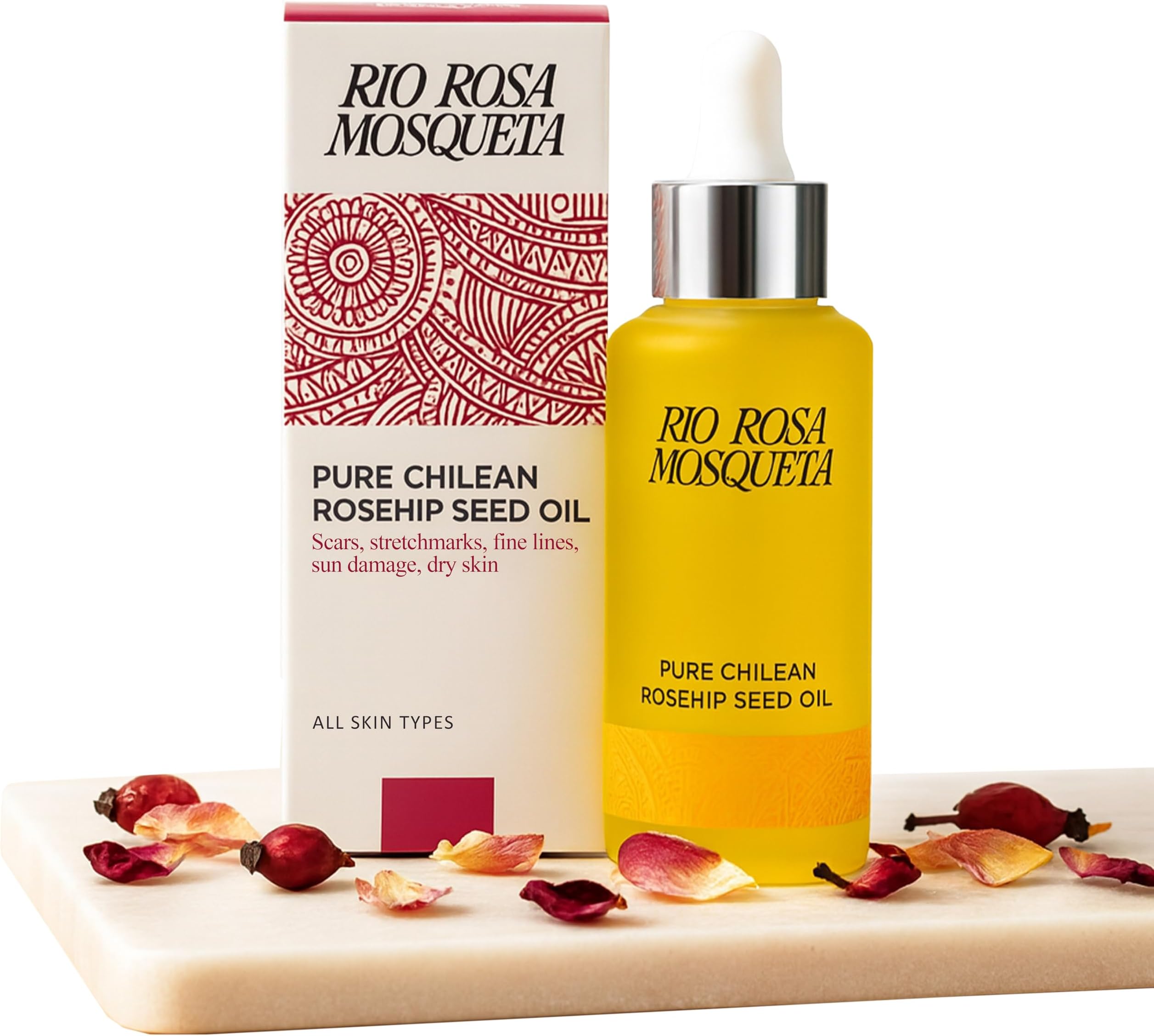 Pure Rosehip Seed Oil 50ml for Scars & Stretchmarks, Pregnancy, Natural Cold-Pressed Antioxidant, Hydrating & Nourishing for Skin Tone & Texture, Vitamin E, Vegan