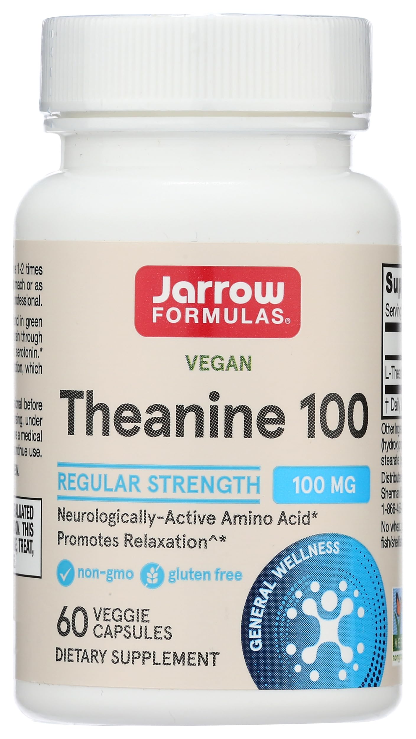 Jarrow Theanine Supplement 100 mg, Dietary Supplement, 60 Capsules — Amazon image 4