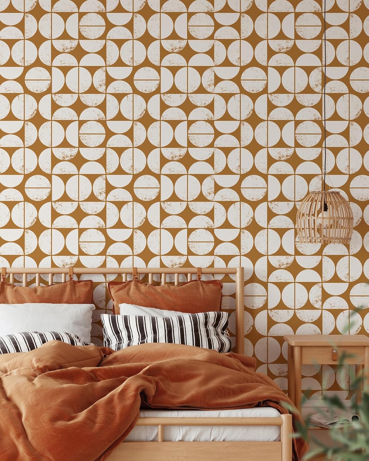 Scandinavian Style Abstract Wallpaper Removable Self Adhesive Boho Wall Decor Geometrical Minimalistic Peel and Stick Wall Decor (1 roll 24" W x 96" H)