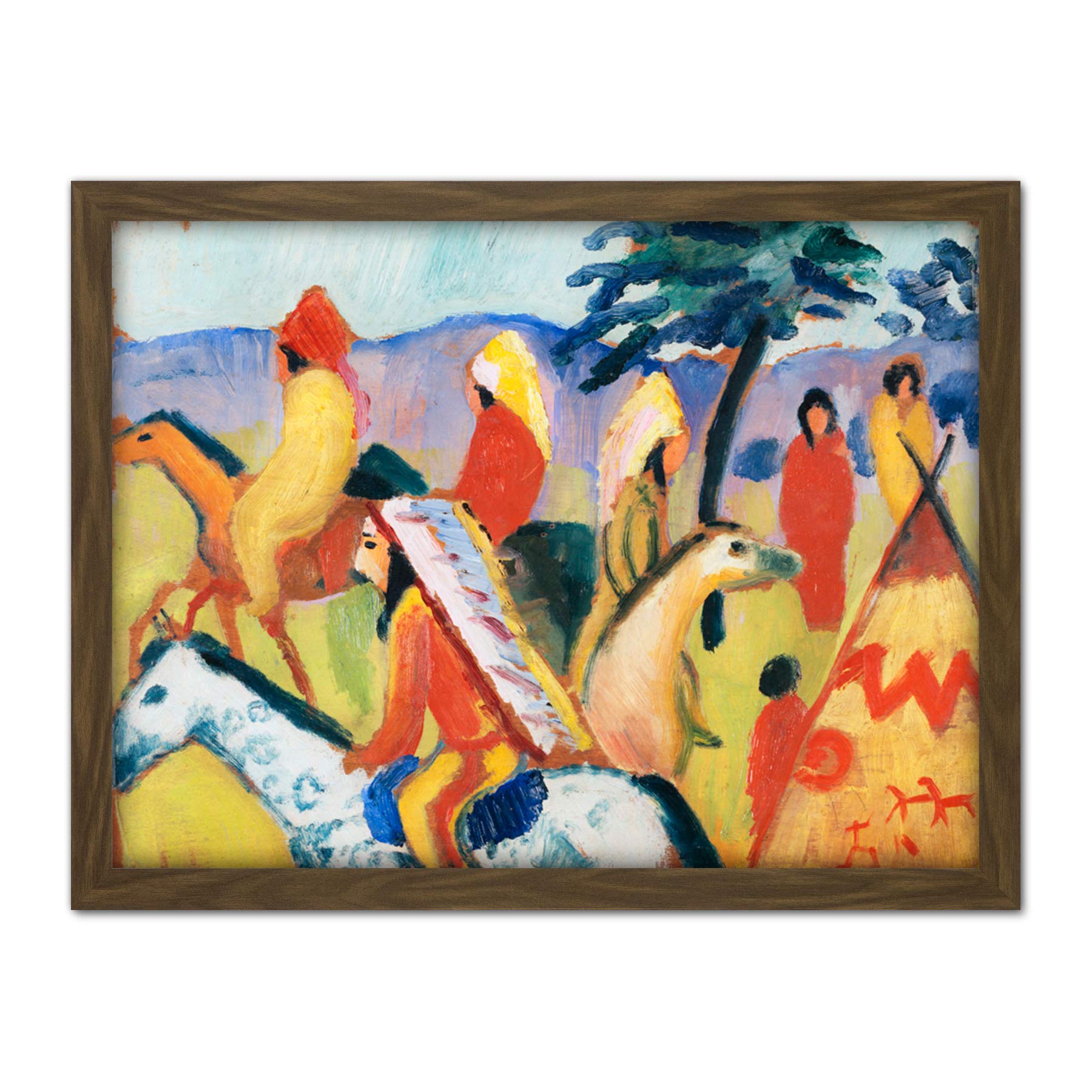 Macke August Reitende Indianer Beim Zelt Large Framed Art Print Poster Wall Decor 18x24