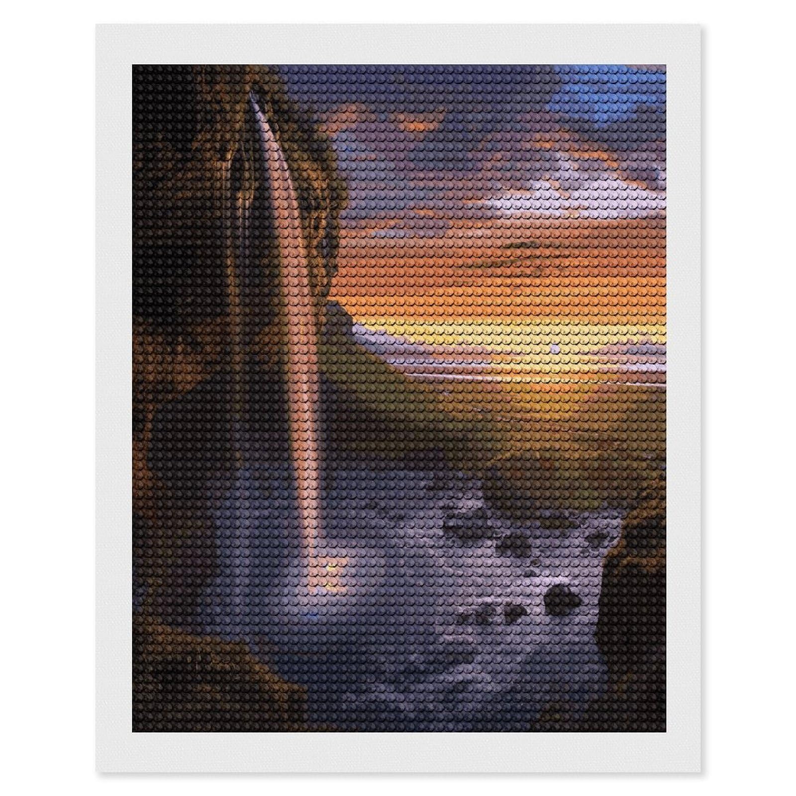 LDGSUPH Waterfall at Sunset Diamond Painting Kits for Adults Paint with Diamond Pictures Art DIY Full Drill Diamond Dots Painting Personalized Diamond Photo for Home Wall Decor Gift 16"x20"