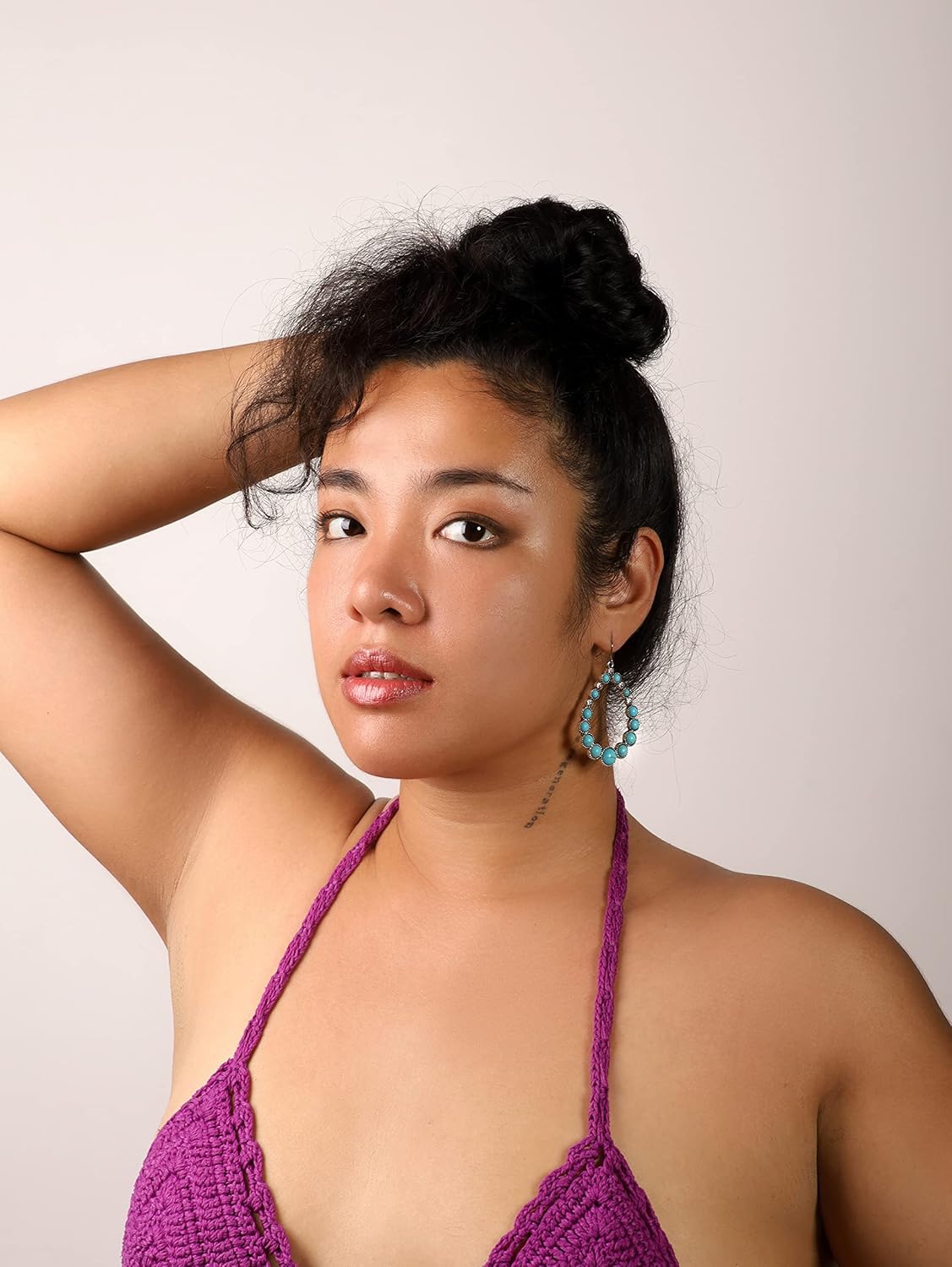 MINACHI Ethnic Bohemian Created Turquoise Dangle Drop Earrings, Vintage Boho Hippie Jewelry Gift for Women - Image 7