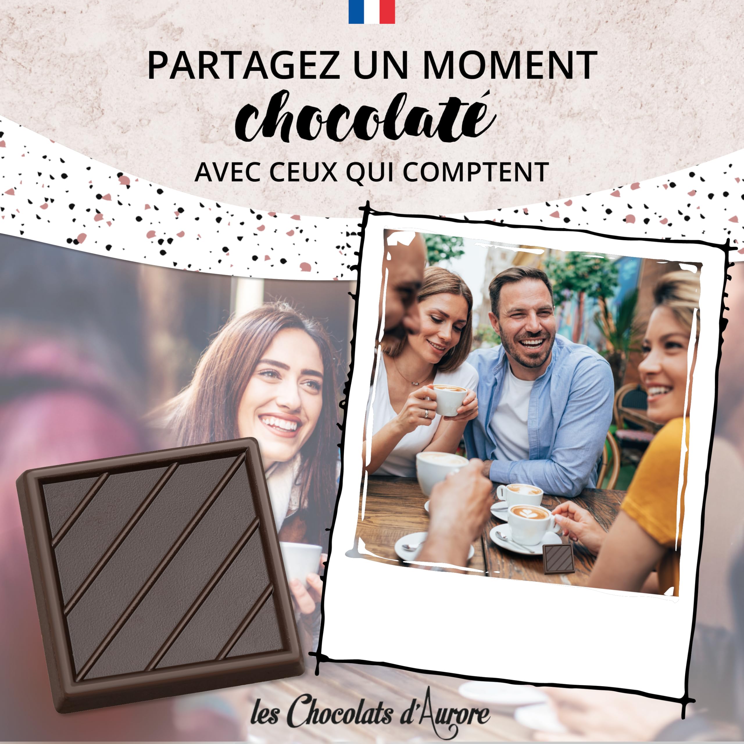 Coffret de Chocolats - Boîte de 70 Carrés de Chocolat Individuels Noir 70% à Déguster ou Offrir - 100% Pur Beurre de Cacao - Fabriqué en France - 350 Gr