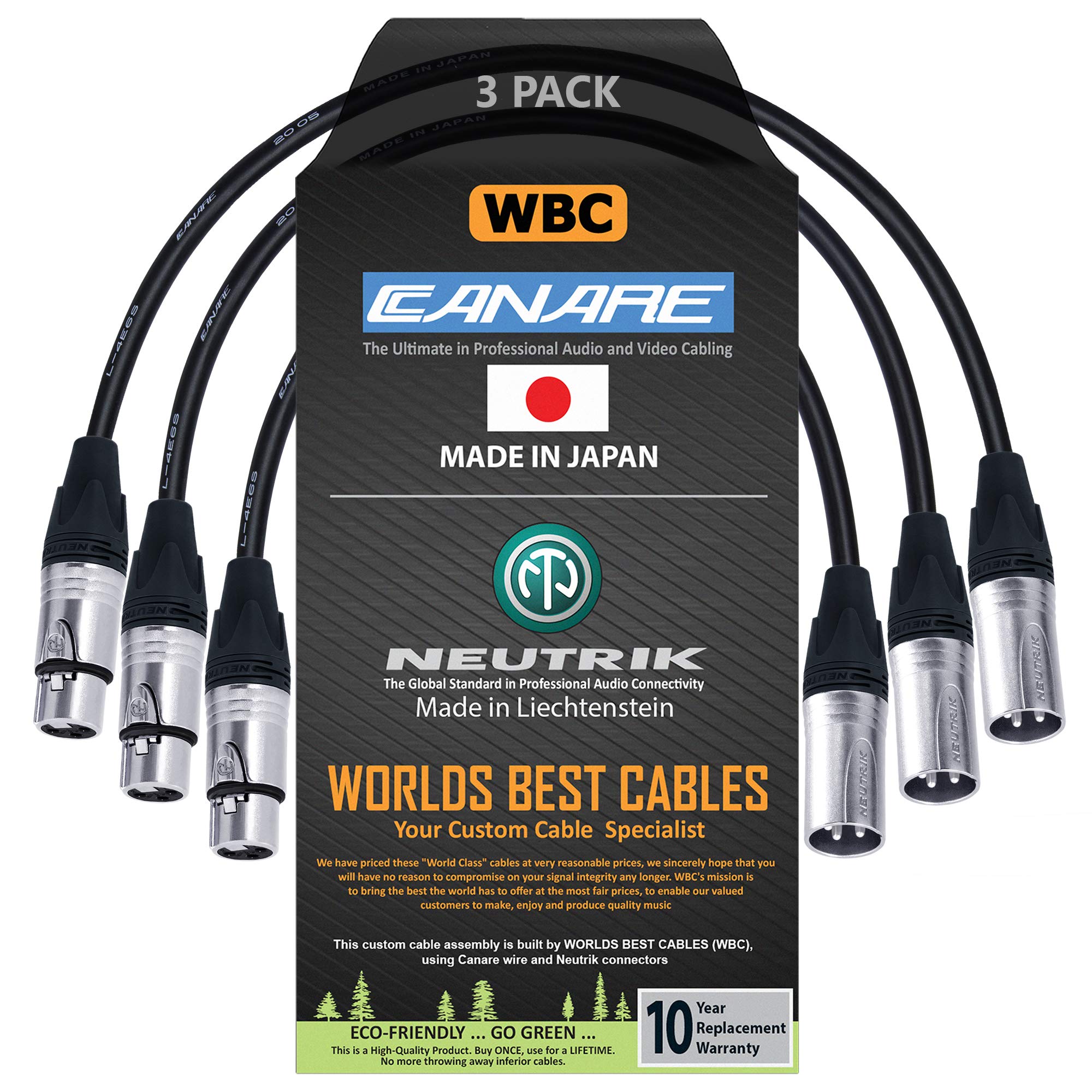 Amazon.com: WORLDS BEST CABLES: Canare L-4E6S - Neutrik Silver XLR