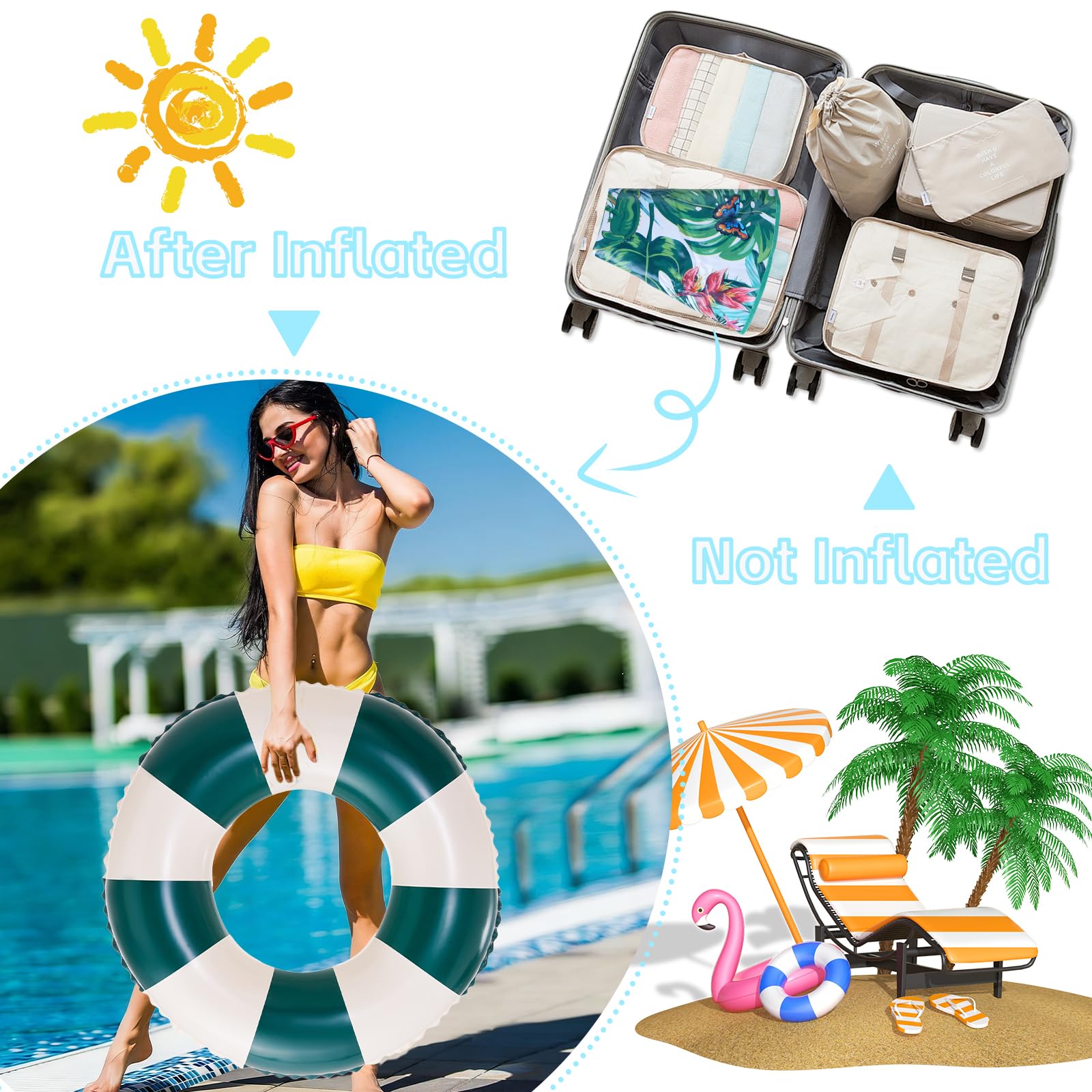 Inflatable Swimming Ring, Inflatable Pool Floats for Adults Durable Rubber Swimming Pool Tube - Image 5