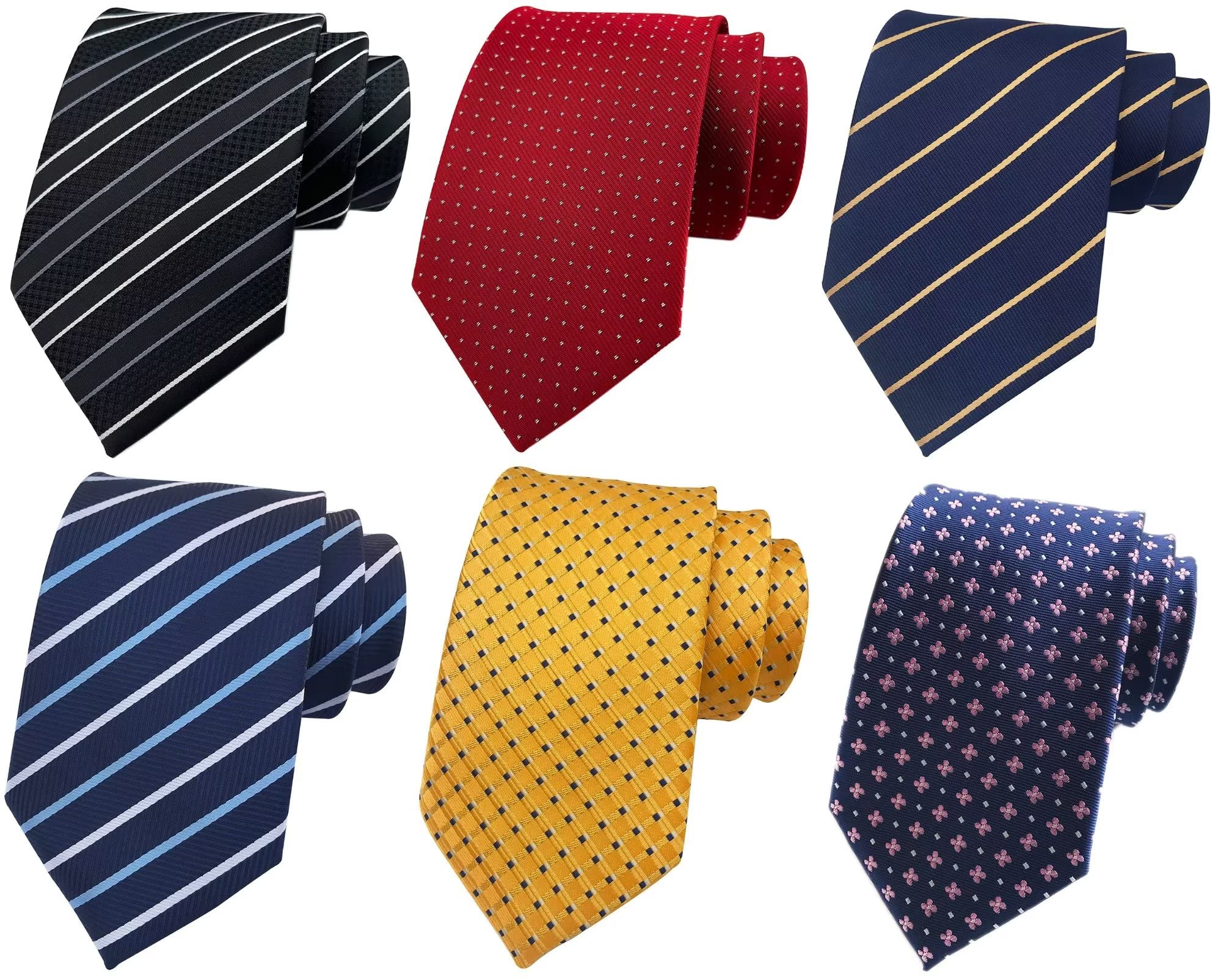 Secdtie Pack of 4 Men's Classic Stripe Checks Jacquard Woven Tie Formal Party Neckties