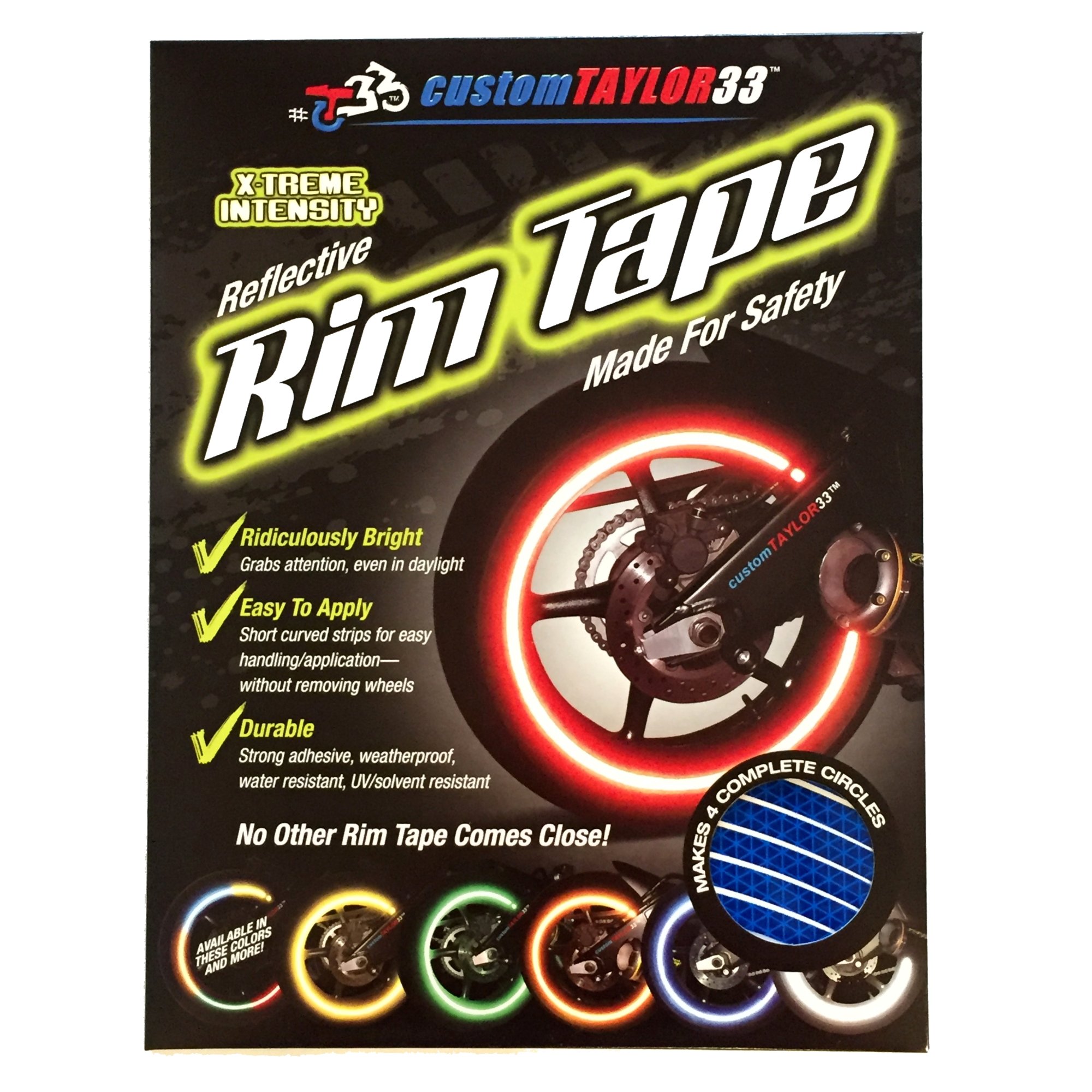 customTAYLOR33 Bandes de sécurité réfléchissantes de haute intensité pour jantes (10" (taille des pneus, pour trottinettes électriques, etc.)