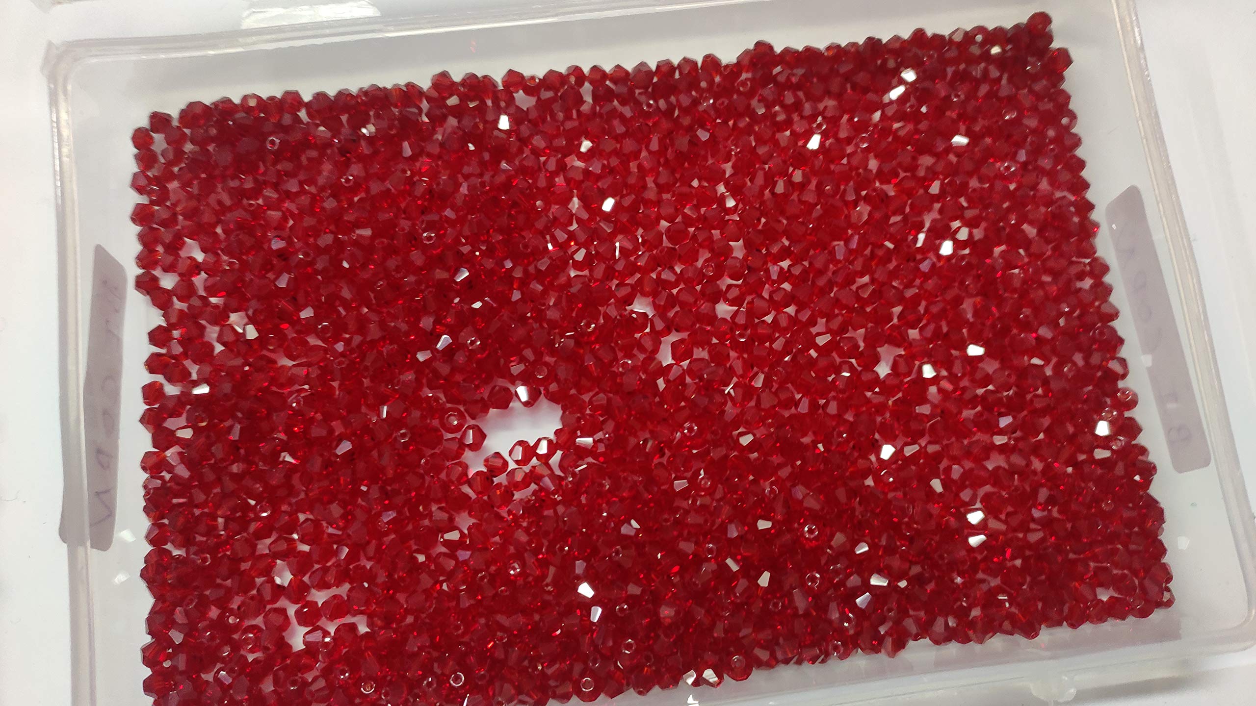 OMX RED Colour BICONE, 400 PCS, (40 Gram) 4mm, Bicone Crystal Beads Charm Glass Beads Loose Spacer Bead for DIY Jewelry Making