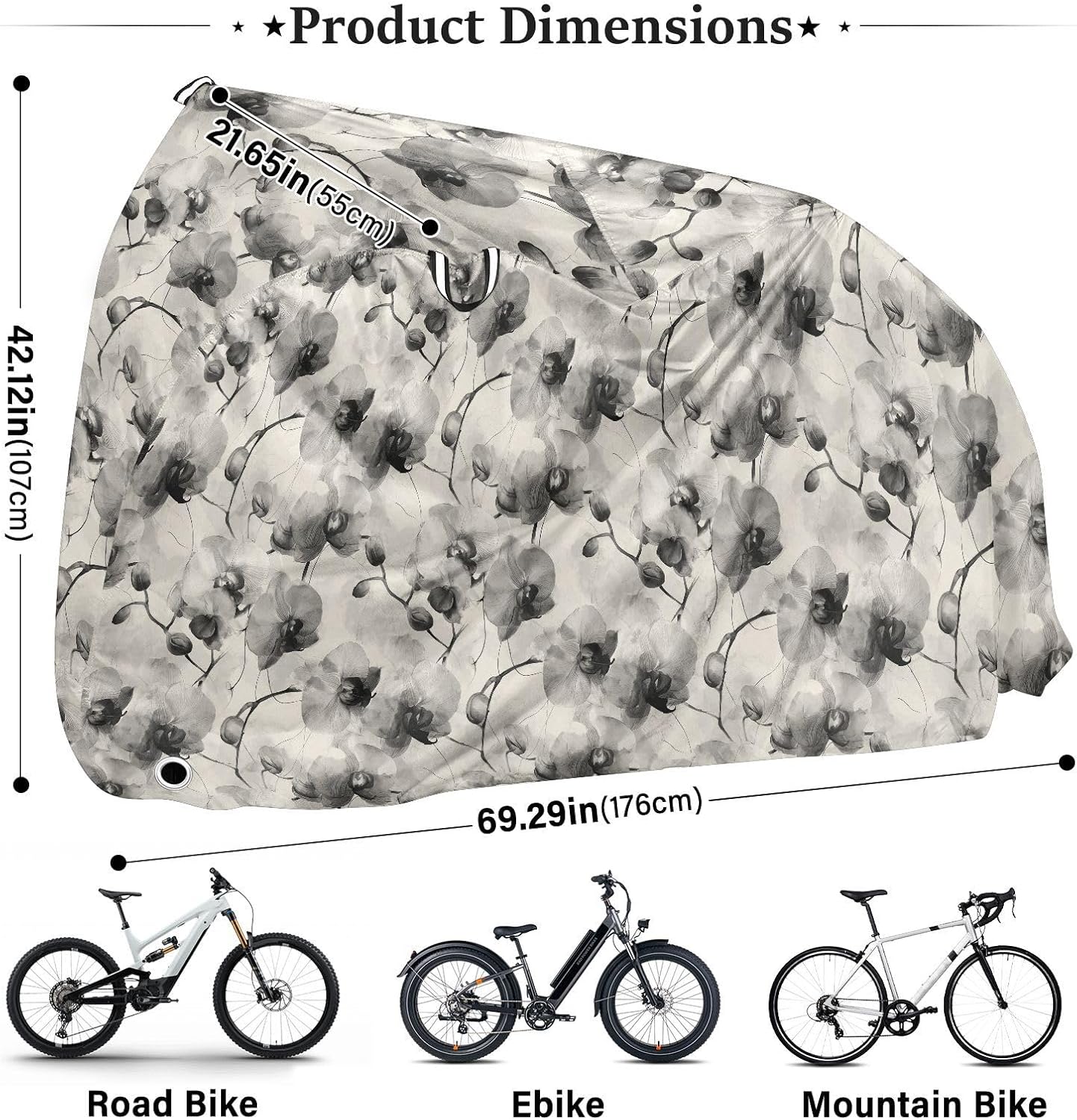 Orchid Ink Light Beige Bike Cover Outdoor Waterproof Motorcycle Cover Bikes Accessories