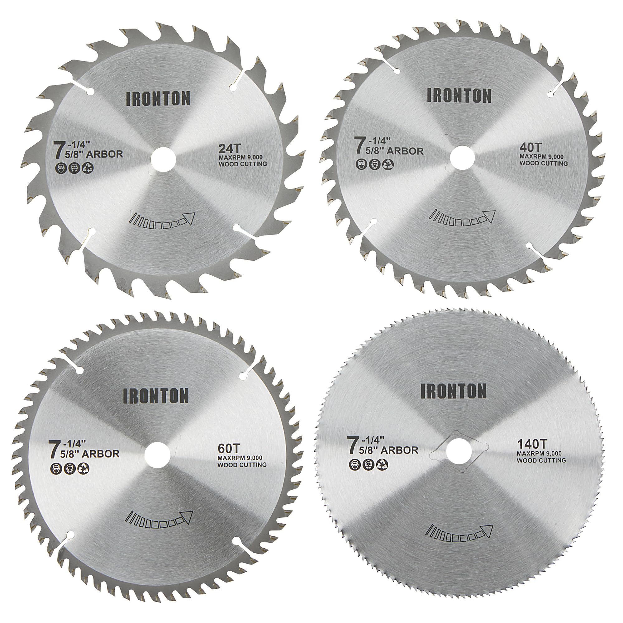 Ironton 4-Pc. Circular Blade Set, 7-1/4in. Blade Dia., Model# DF220624-4