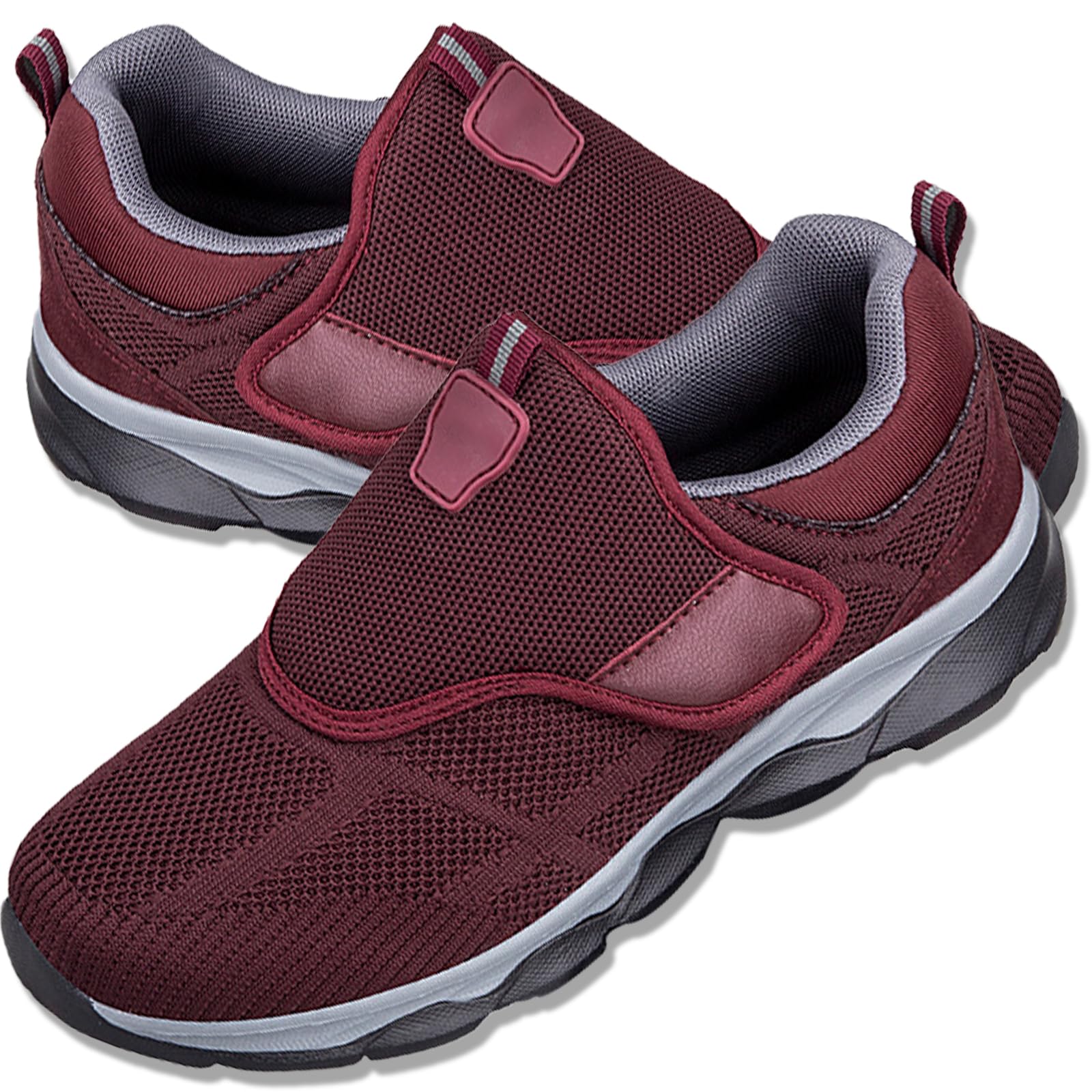 Aocase Walking Shoes Mens Extra Wide Fit Diabetic Shoes for Men Easy Close Orthopedic Slippers Adjustable Slip On Walking Sneakers for Swollen Feet Plantar Fasciitis,Red,40/250mm