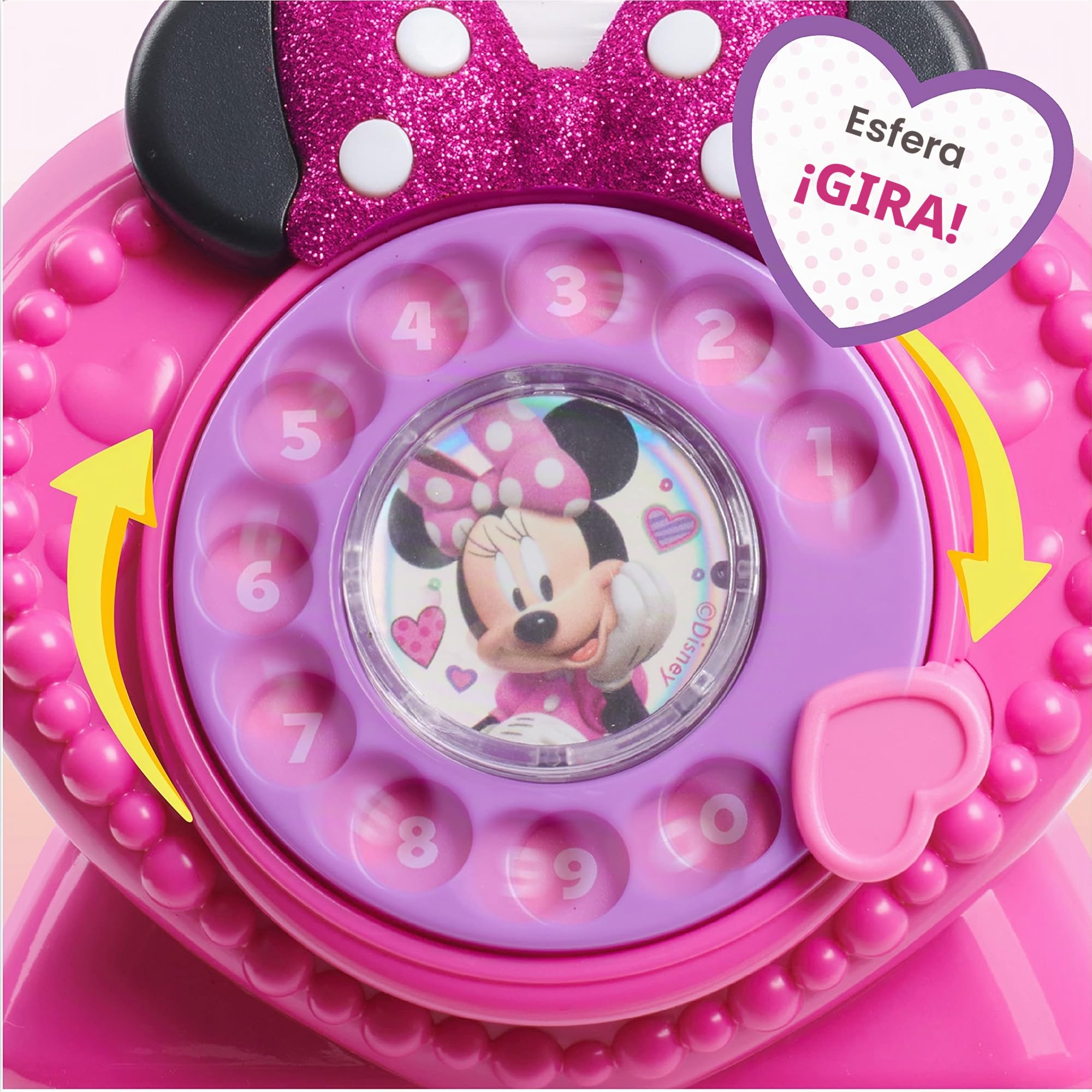 Teléfono de Juguete Disney Junior Minnie Mouse Ring Me Rotary Pretend Play Phone, con Luces y Sonidos; Juguetes para niños a Partir de 3 años de Just Play