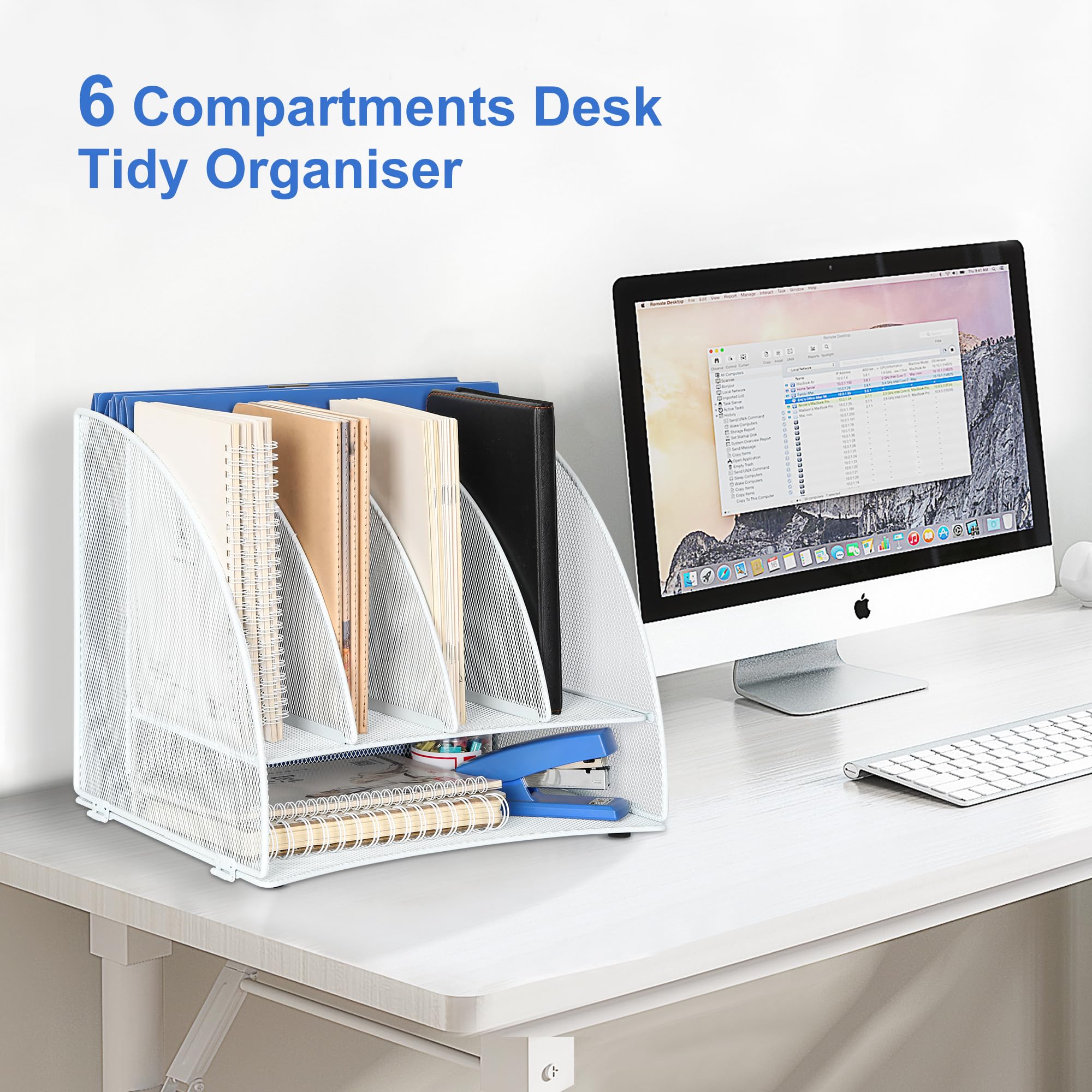 TQVAI Letter Tray Desk Tidy Organiser Document Holder Paper Storage Organiser Magazine File Holder, White - Image 2