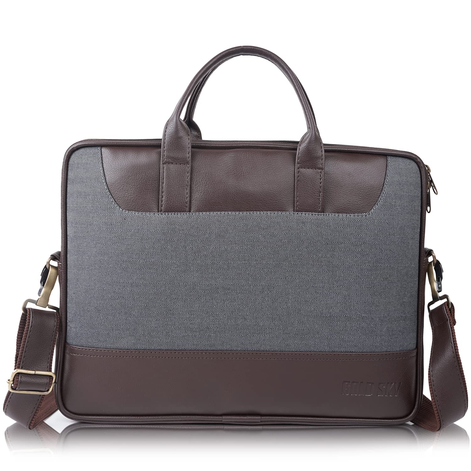 GOLD SKY Unisex-Adult Laptop Bag For 15 Inch Laptop, Macbook - Vegan Leather Office Bags (Grey) (B0C1P2J3PR) Amazon Price History, Amazon Price Tracker