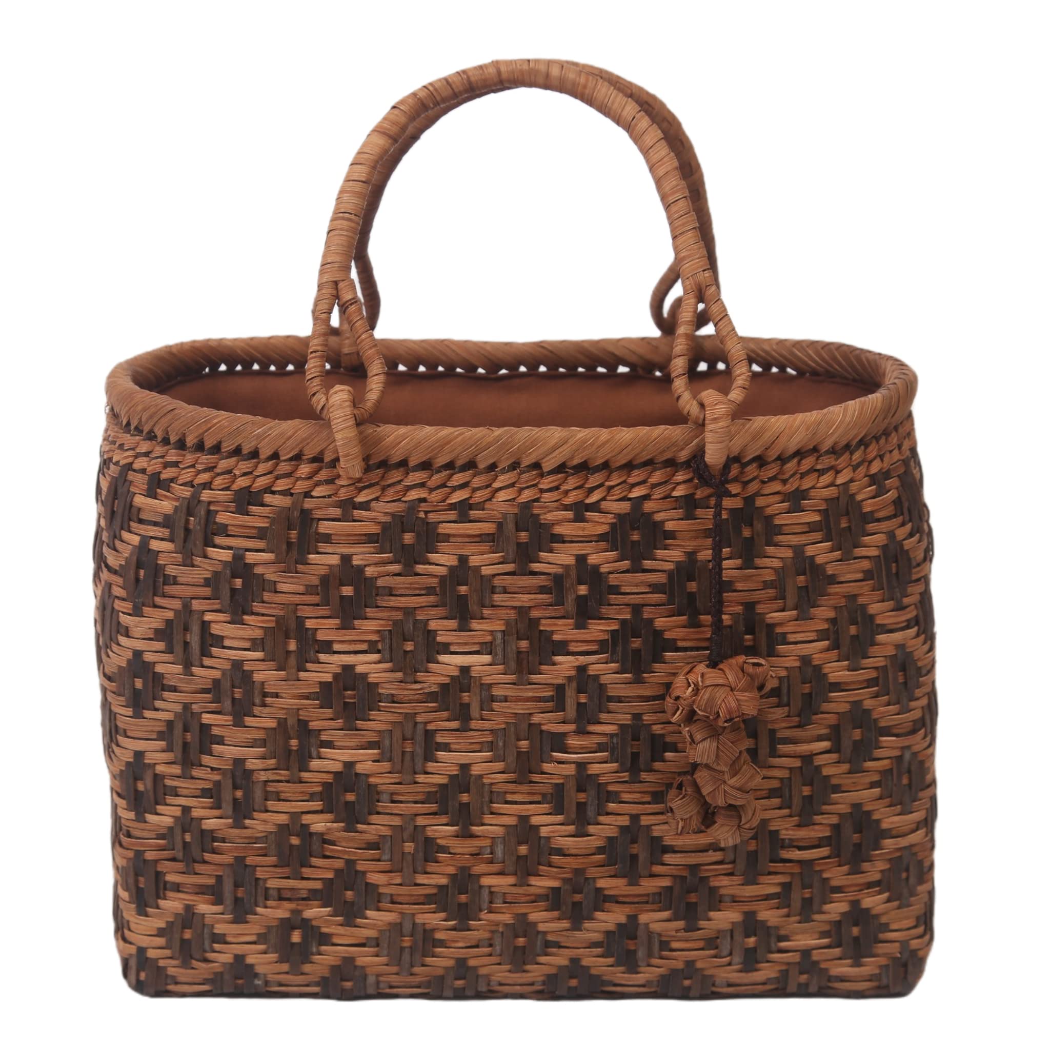 山葡萄 かご 市松編み 乱れ編み 職人手編み 籠 手提げ 内布あり 山葡萄