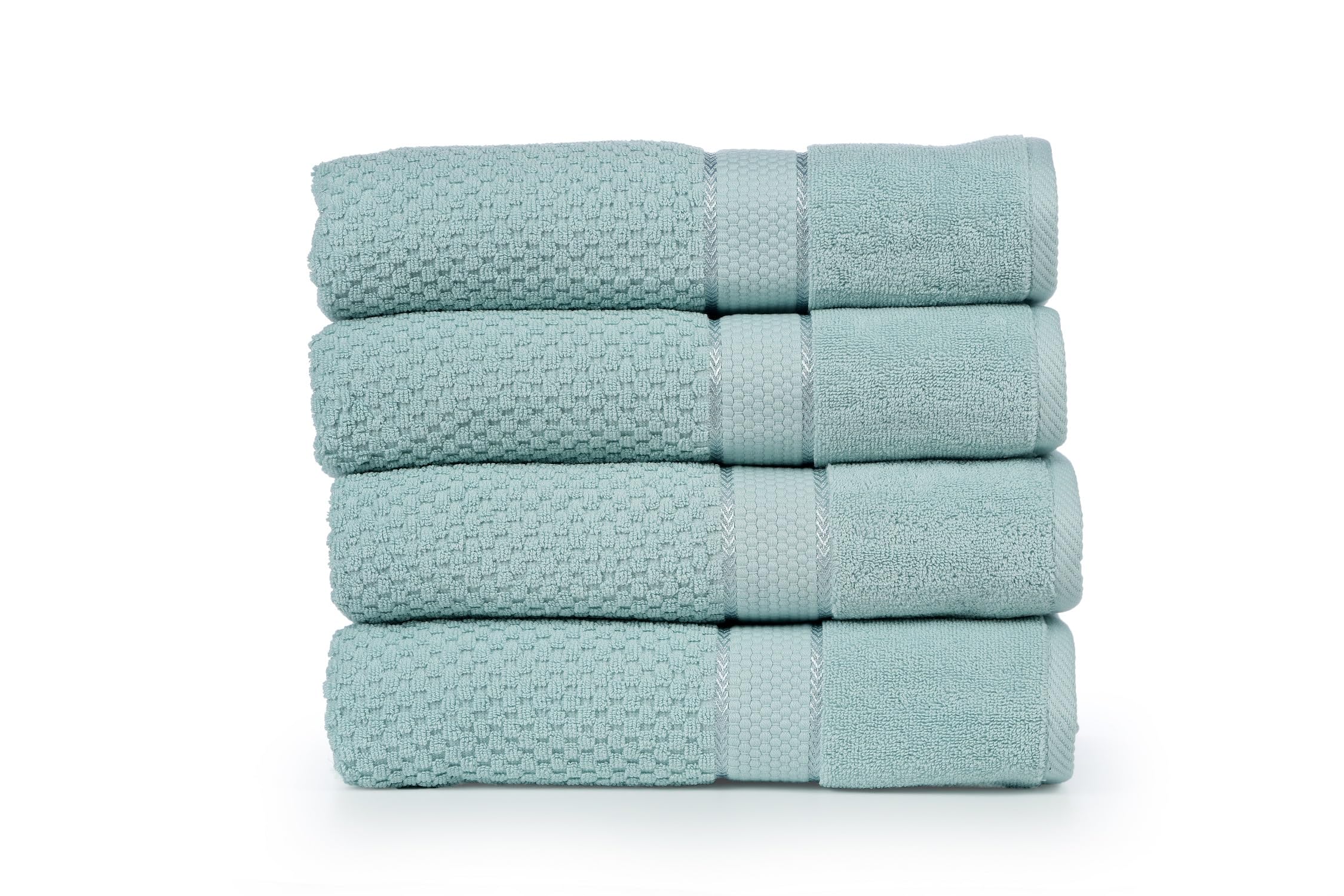 Ample Decor 100% Cotton Hand Towel for Kitchen Set of 4 Mint Green, Absorbent Premium Quality Popcron Textured - 18 X 28 Inch
