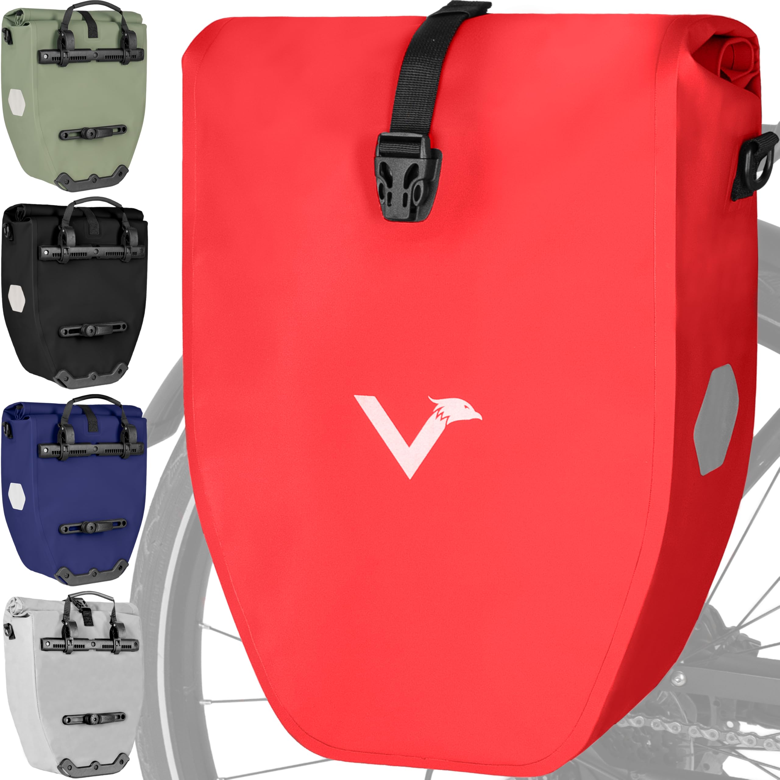 Valkental® Große & wasserdichte Gepäckträgertasche - Fahrradtasche für Gepäckträger mit großen Reflektoren [Abschließbar] Bombenfester Sitz - Mehrfach ausgezeichnet - Gefertigt für Langlebigkeit