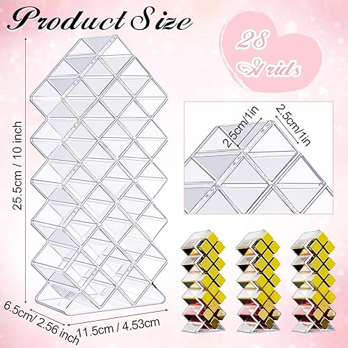 Miniatura 2 de Hoolerry Paquete de 4 soportes acrílicos para lápiz labial, 112 ranuras transparentes, organizador de brillo de labios, apilables, torre de lápiz