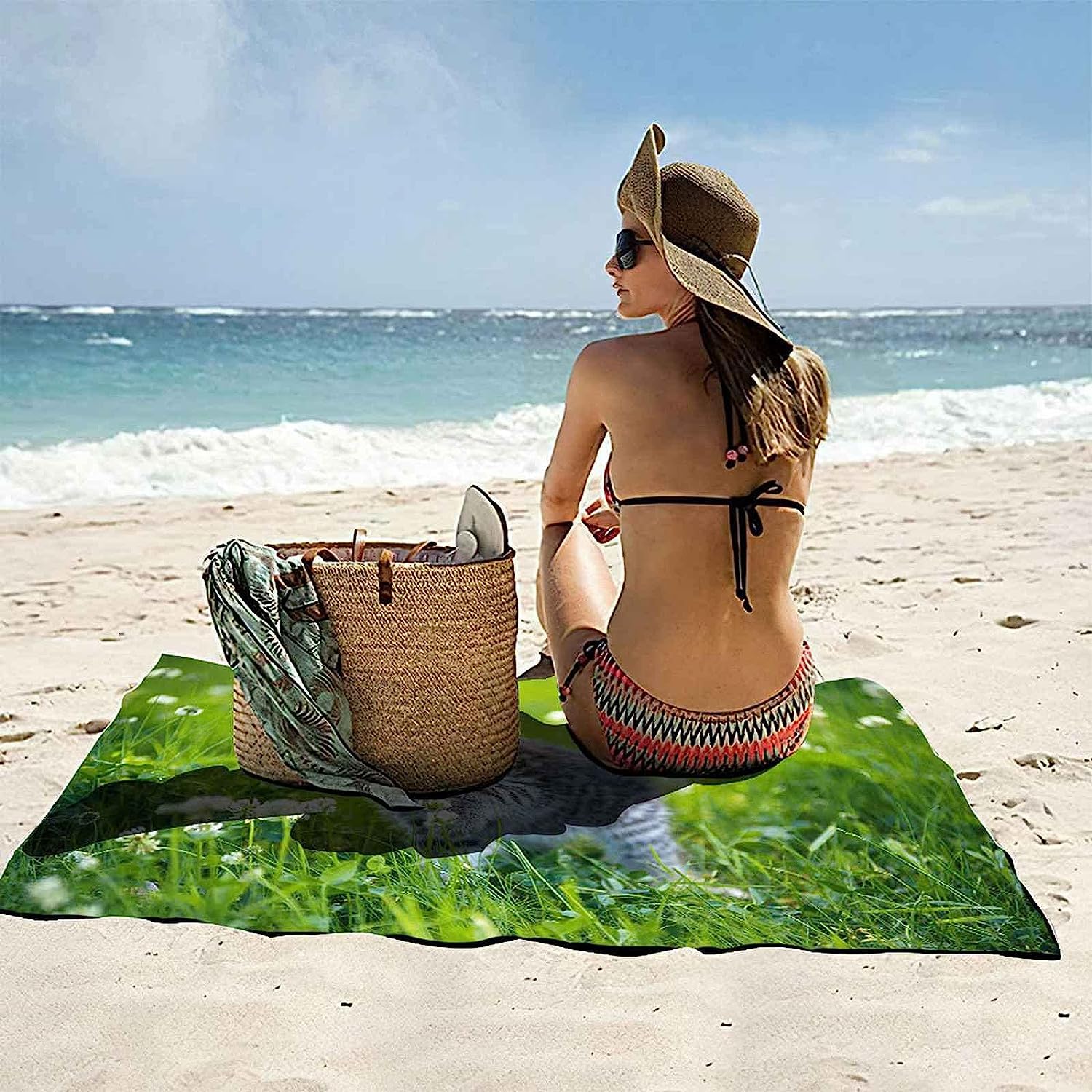 Telo Mare, Telo Fitness, Telo Da Palestra, 200 X 200 Cm, Asciugamano In Microfibra, Compatto, Asciugatura Rapida, Ultra Assorbente, Ultra Leggero, Per Sport, Tema Travel, Gatto Animal -1U7M/D5S0-0W3O