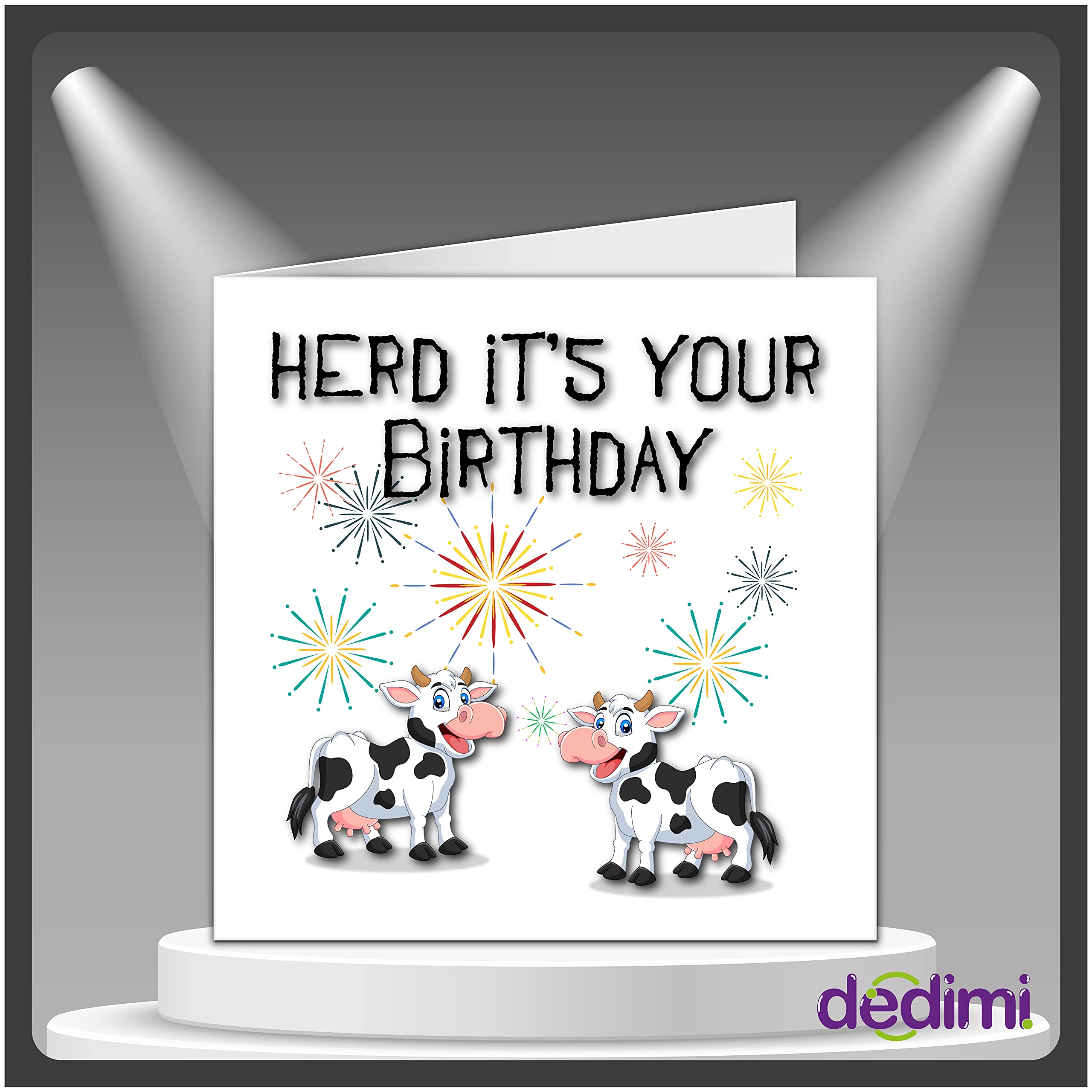 Herd It's Your Birthday Card - Featuring Silly Cows Print - 4x6 - White Envelope - Farmhouse - UK