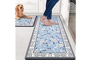 ASPMIZ Blue Boho Kitchen Floor Mats