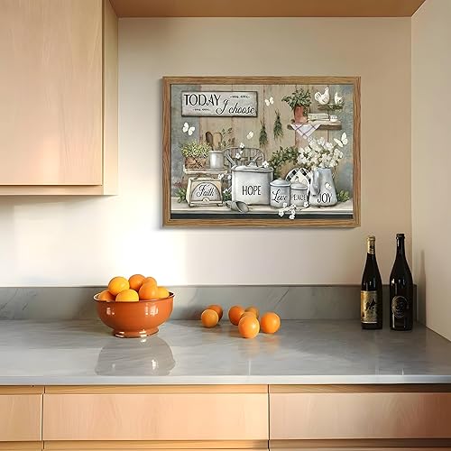 Miniatura 6 de Arte de pared rústico para cocina, lienzo inspirador de granja, pinturas para decoración de pared, carteles de mariposa de flores de cocina,