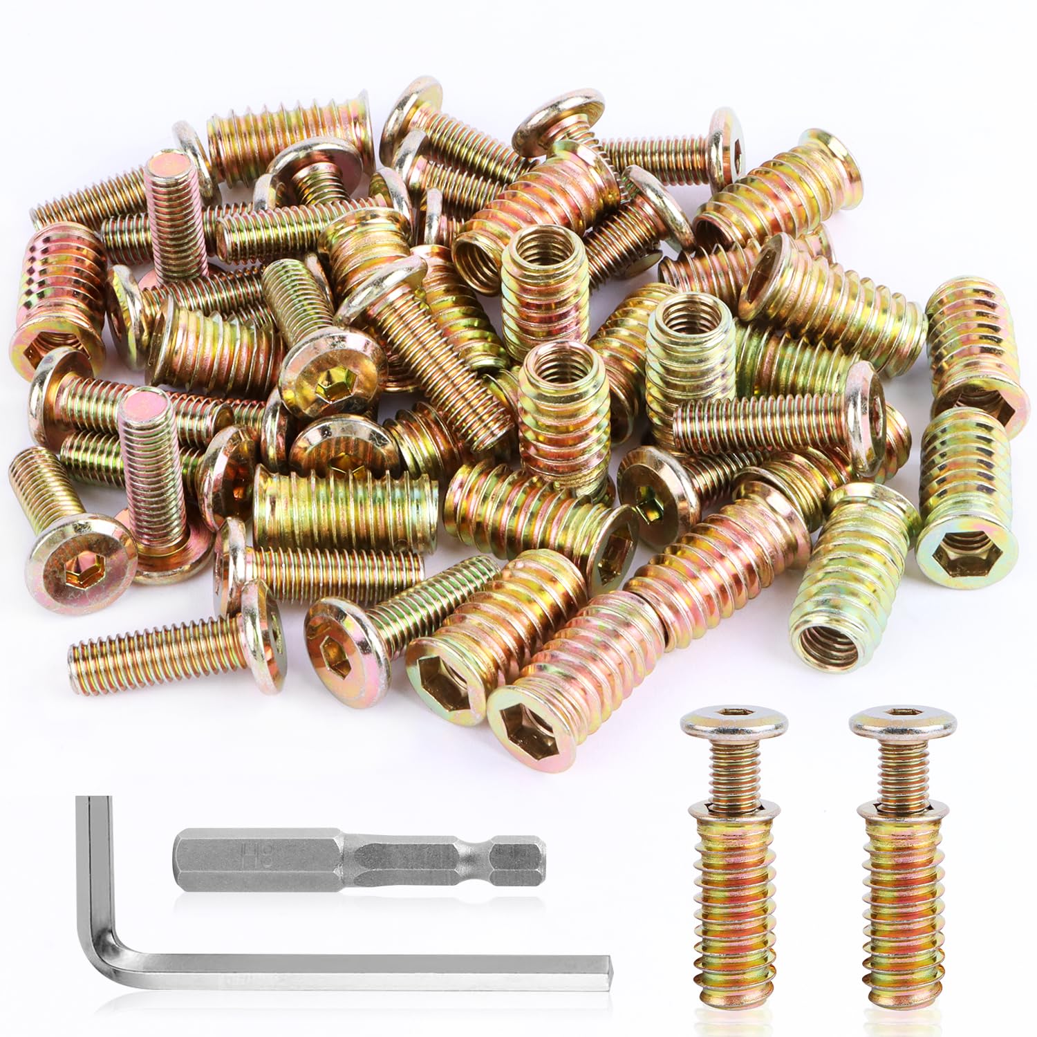 20 stuks inschroefmoer M6x10mm, Jeboler draadinzetstuk inschroefmoeren draadhulzen inschroefhuls, draadinzet hout inschroefhuls hulzenmoer, zink