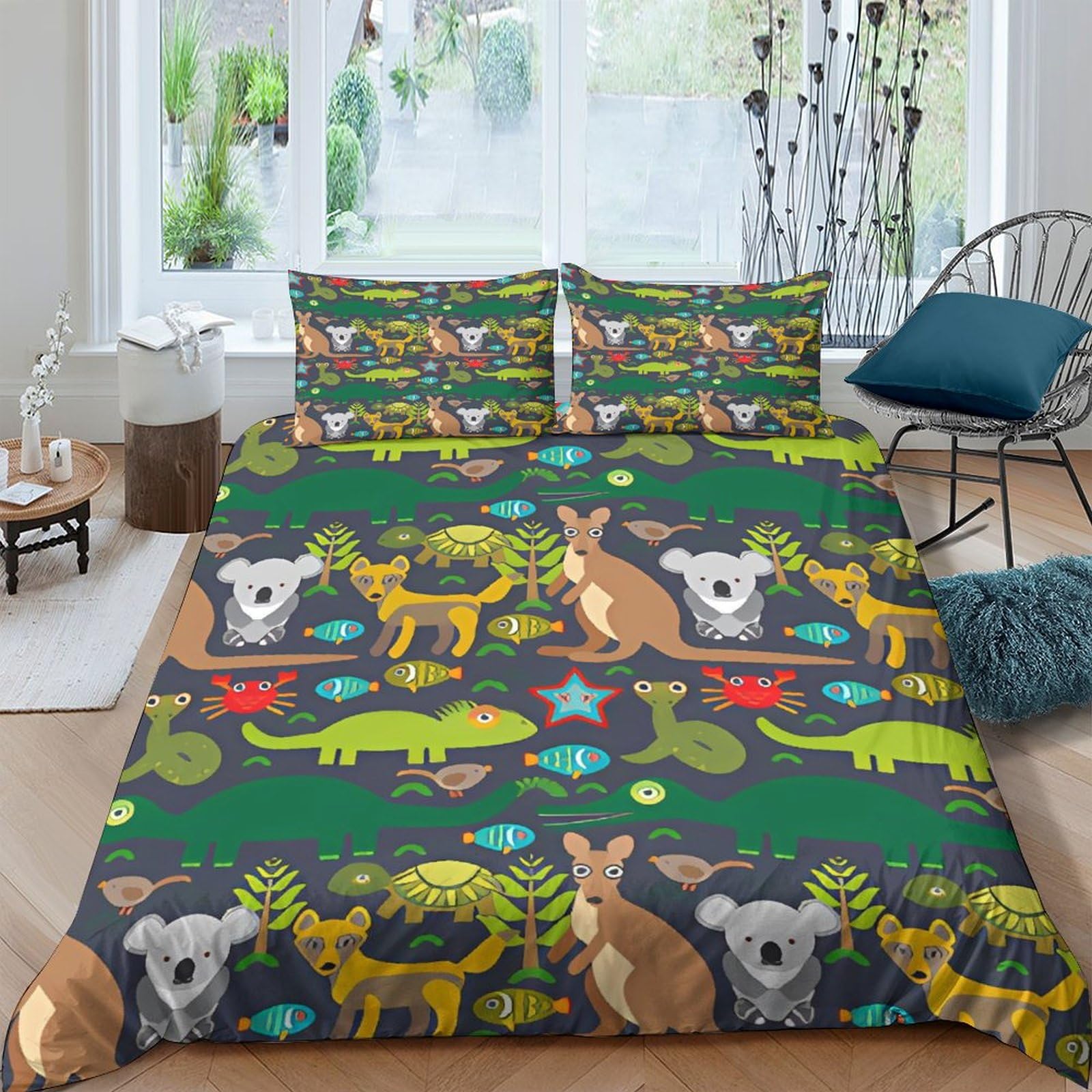 Housse de couette fermeture éclair kangourou koala lit double finie la couette qui glisse