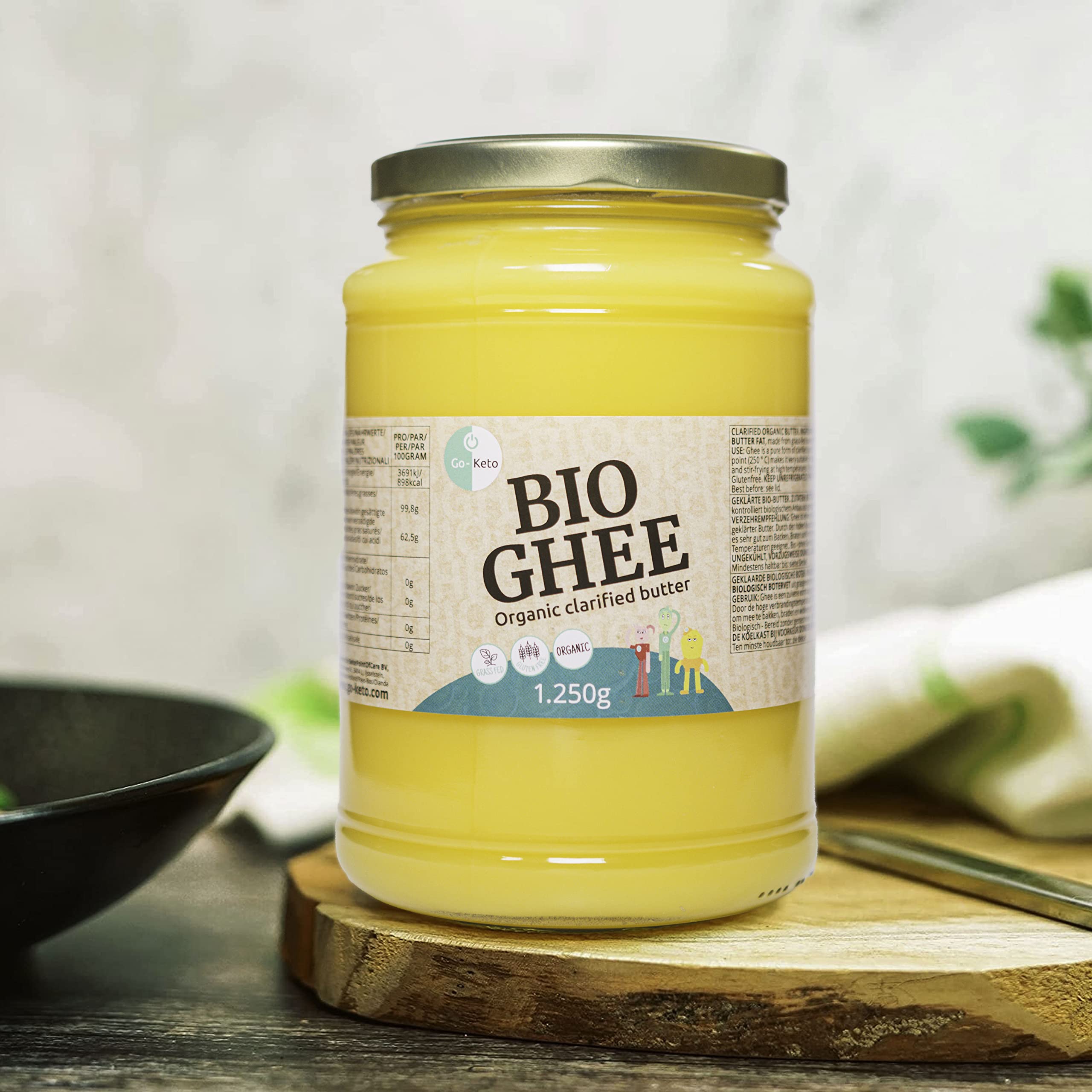 Go-Keto BIO Ghee 1250g Mantequilla clarificada certificada Ayurveda cetogénica Sin lactosa sin gluten Low Carb