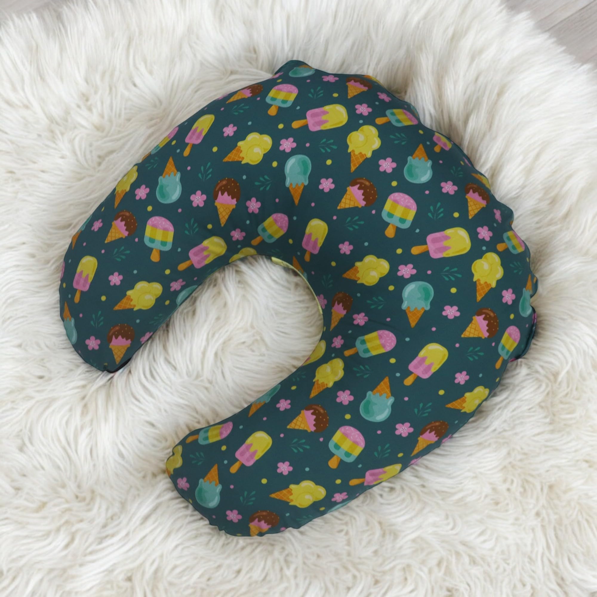 Kradyl Kroft 5in1 Baby Feeding Pillow with 100% Cotton Removable Cover | Breastfeeding Pillow | Nursing Pillow with Belt and Hoop (Icecream Cool) 2