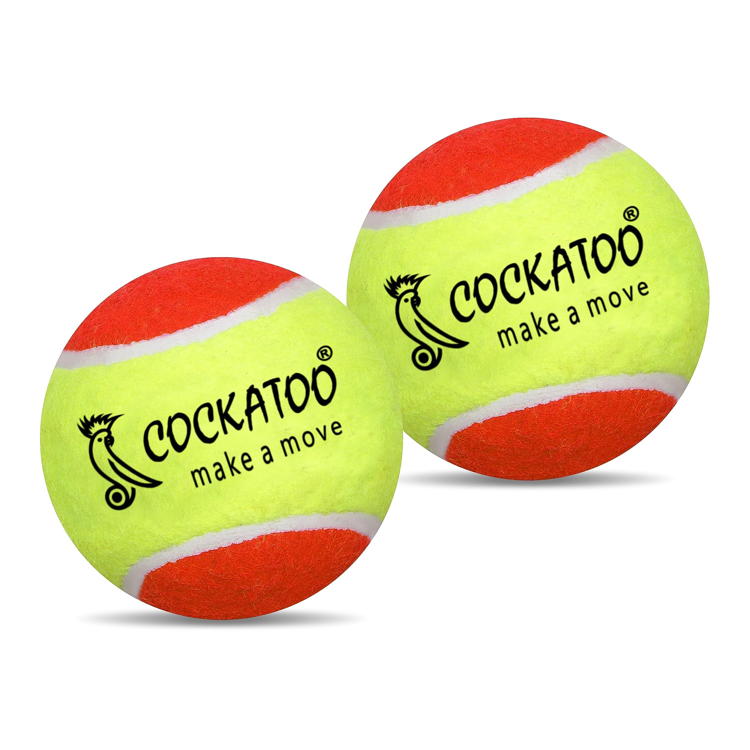 Cockatoo Rubber Cricket Tennis Ball, Construction of Tennis Ball for Cricket for Optimal Performance,Suitable for All Skill Levels. (90 Gr Per Ball - Pack of 2-Yellow Orange) (B0C96TTDPY) Amazon Price History, Amazon Price Tracker