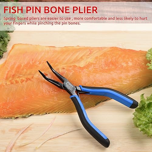 Miniatura 4 de Alicates de hueso de pescadopinzas de acero inoxidable curvadas con agarre antideslizante negro