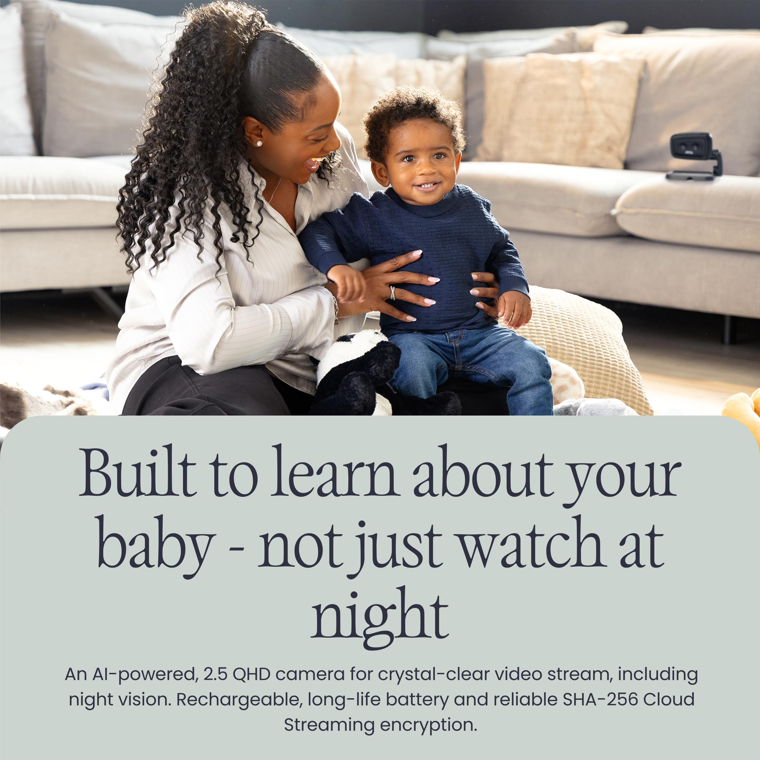 dote Buddy Portable Baby Monitor for Home, Car & Stroller. Built-in AI-Powered Parenting Assistant. 2.5k QHD WiFi Camera, Night-Vision, Smart Cry Detection, Virtual Boundaries — view 9