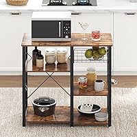 Vista 4 de soges 3-Tier Kitchen Baker's Rack Utility Microwave Oven Stand Storage Cart Workstation Shelf, Rustic Brown W5s-FG