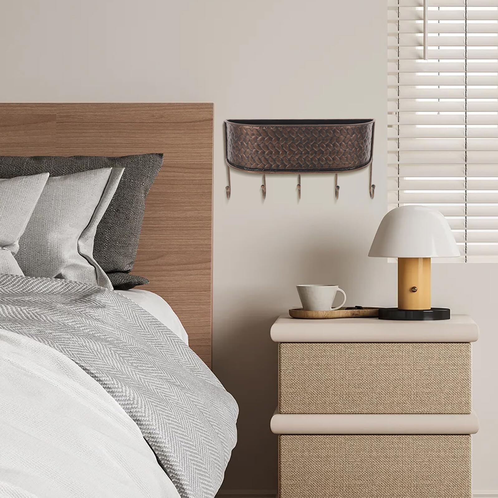 SHINEOFI Briefablage für Wand aus Schmiedeeisen mit Schlüsselhaken Vintage-wandbriefkästen für Briefe und Schlüssel Wandhaken für Garage oder Zuhause