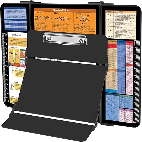 Portapapeles de enfermería de aluminio de 3 capas plegables para enfermeras, bloc de notas, tamaño de bolsillo con edición médica y enfermería,