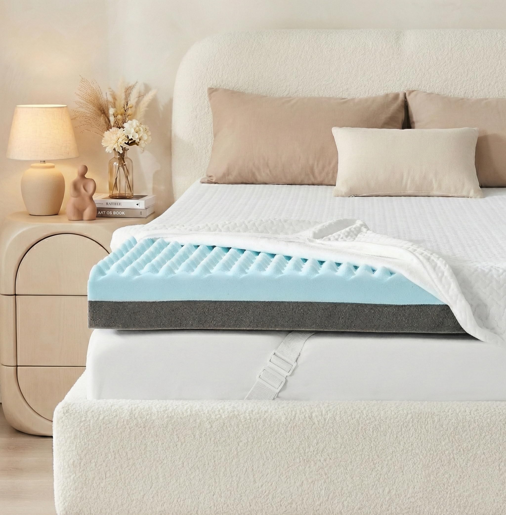 USPARK Memory Foam Mattress Topper Single Bed 10cm (4 inch) Thick, Single Mattress Topper with Egg Crate Gel Memory Foam and Machine Washable Soft Bamboo Cover (Single Size - 90x190 cm) — image 1