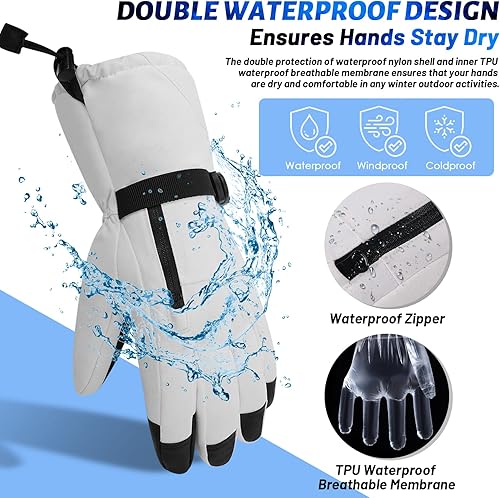 Miniatura 3 de Guantes de esquí unisex impermeables para pantalla táctil para hombres y mujeres, 3M Thinsulate guantes de nieve de invierno con bolsillo